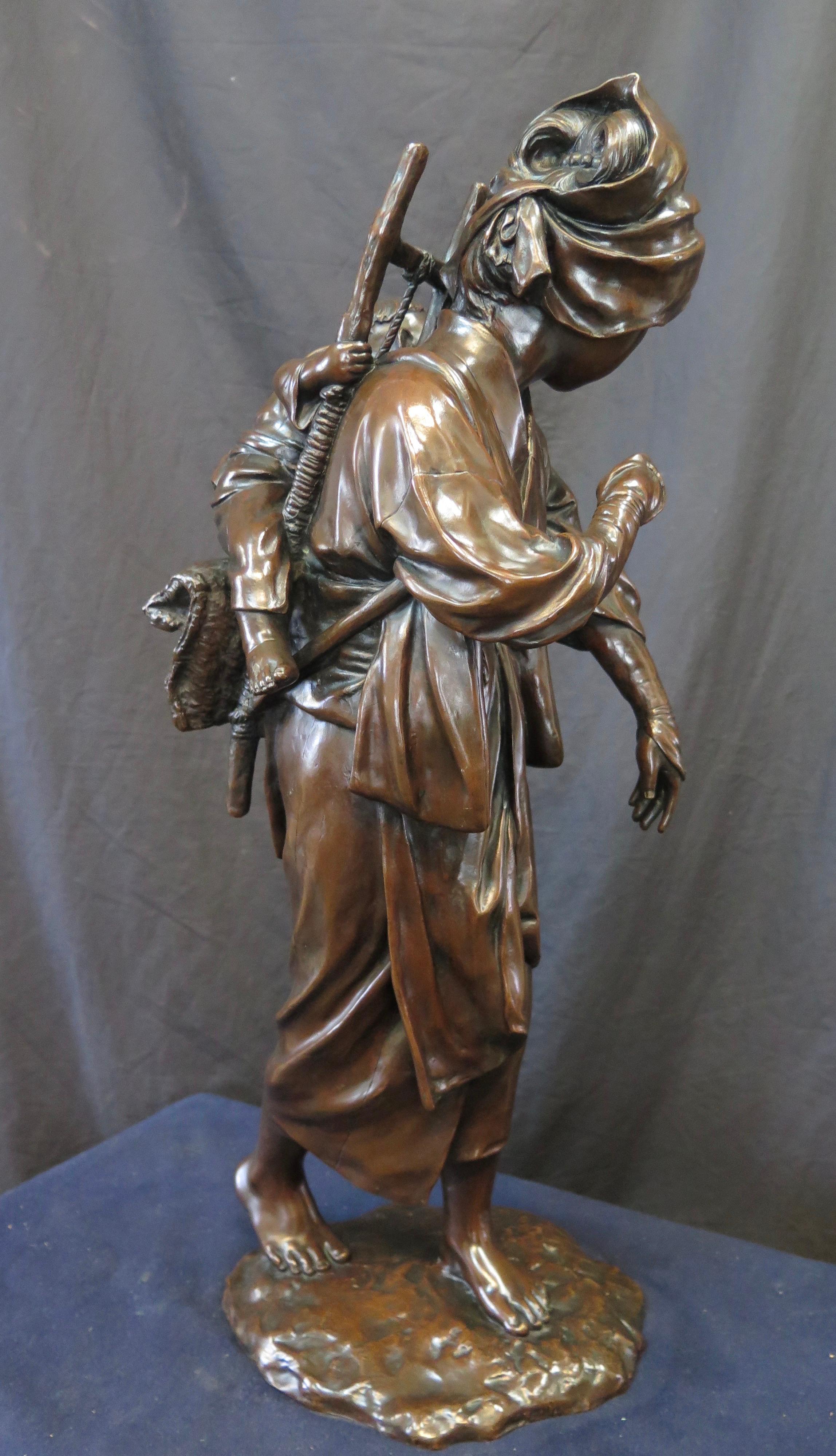 Japanese Bronze Mother & Child In Good Condition In Bronx, NY