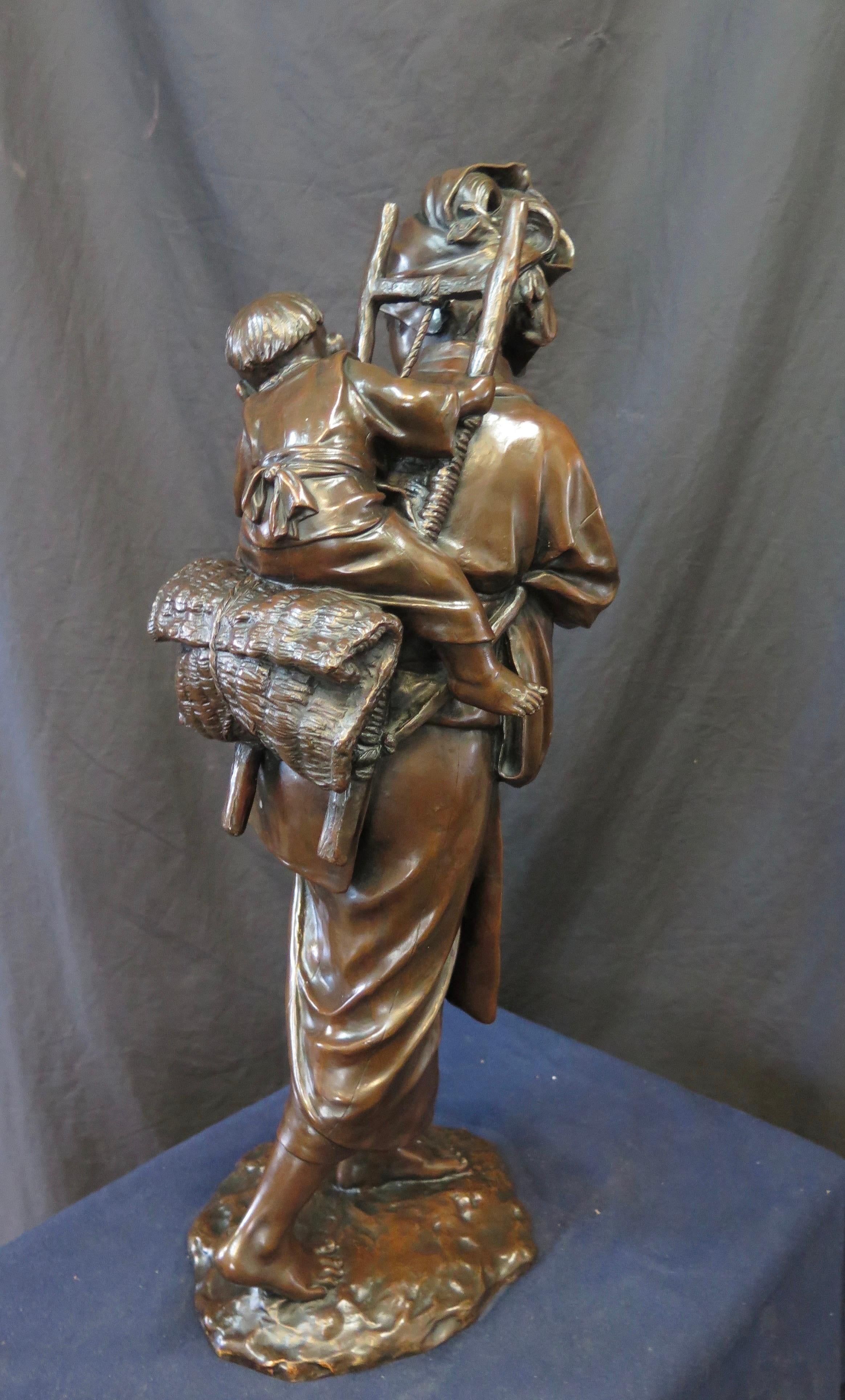 Japanese Bronze Mother & Child 1