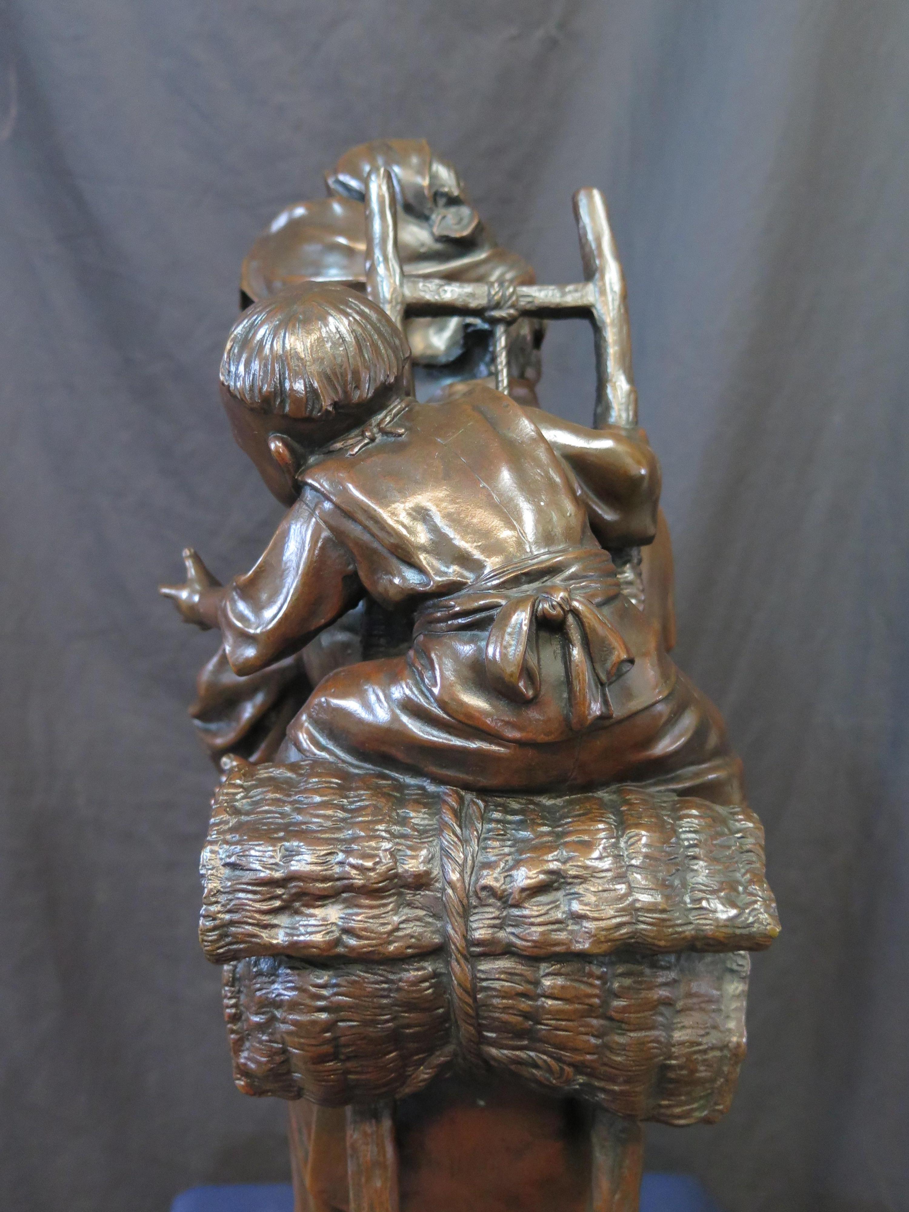 Japanese Bronze Mother & Child 3