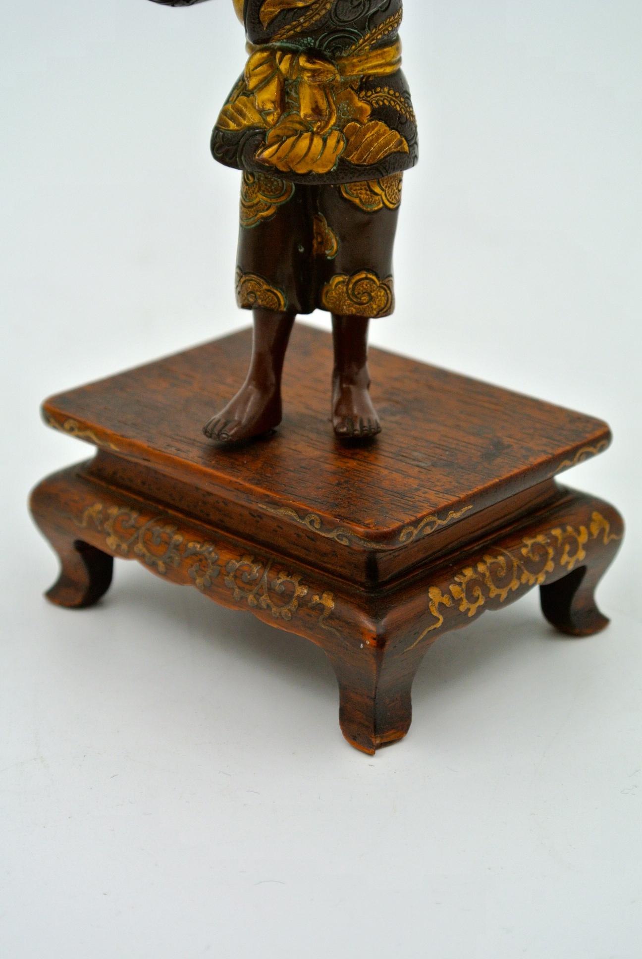 Japanese Bronze of Miyao in Patinated and Gilded Bronze For Sale 3