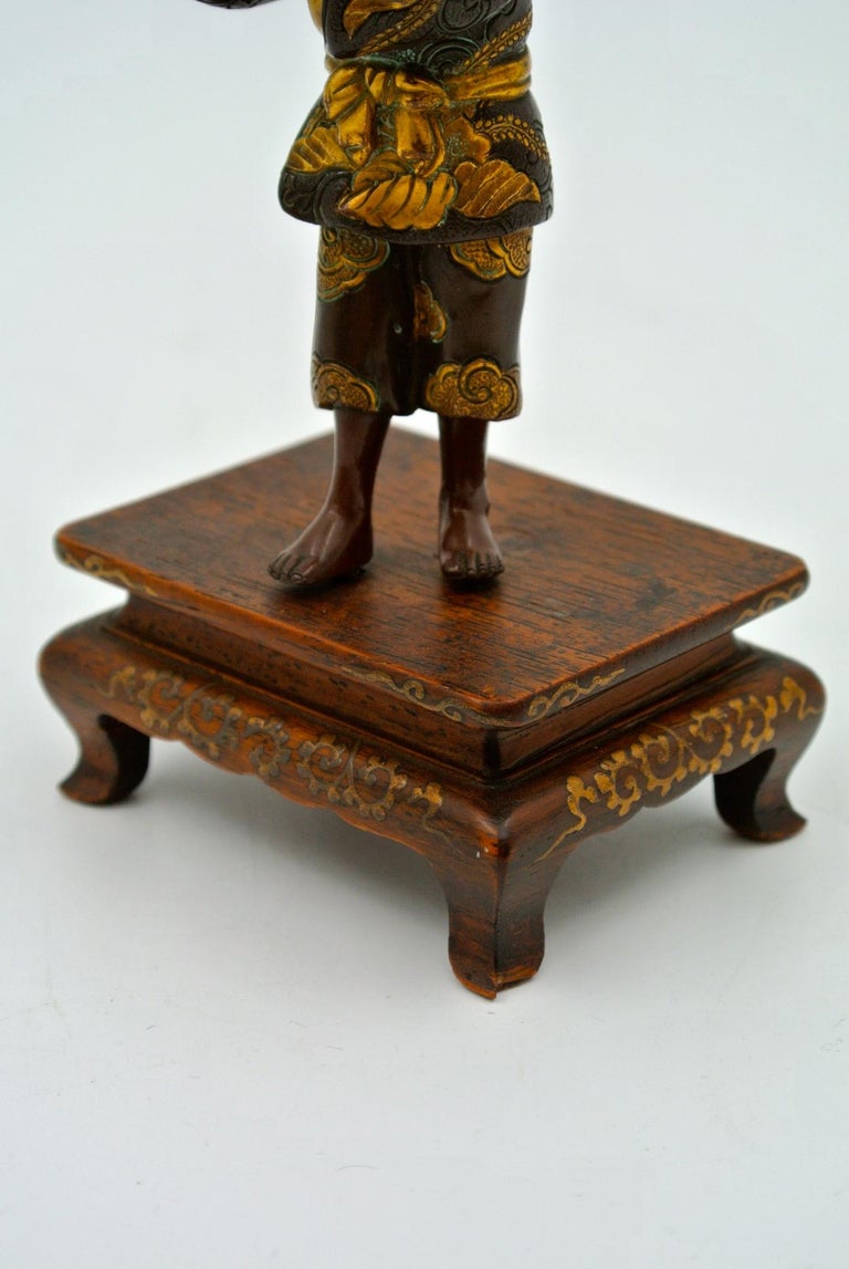 Japanese Bronze of Miyao in Patinated and Gilded Bronze For Sale 5