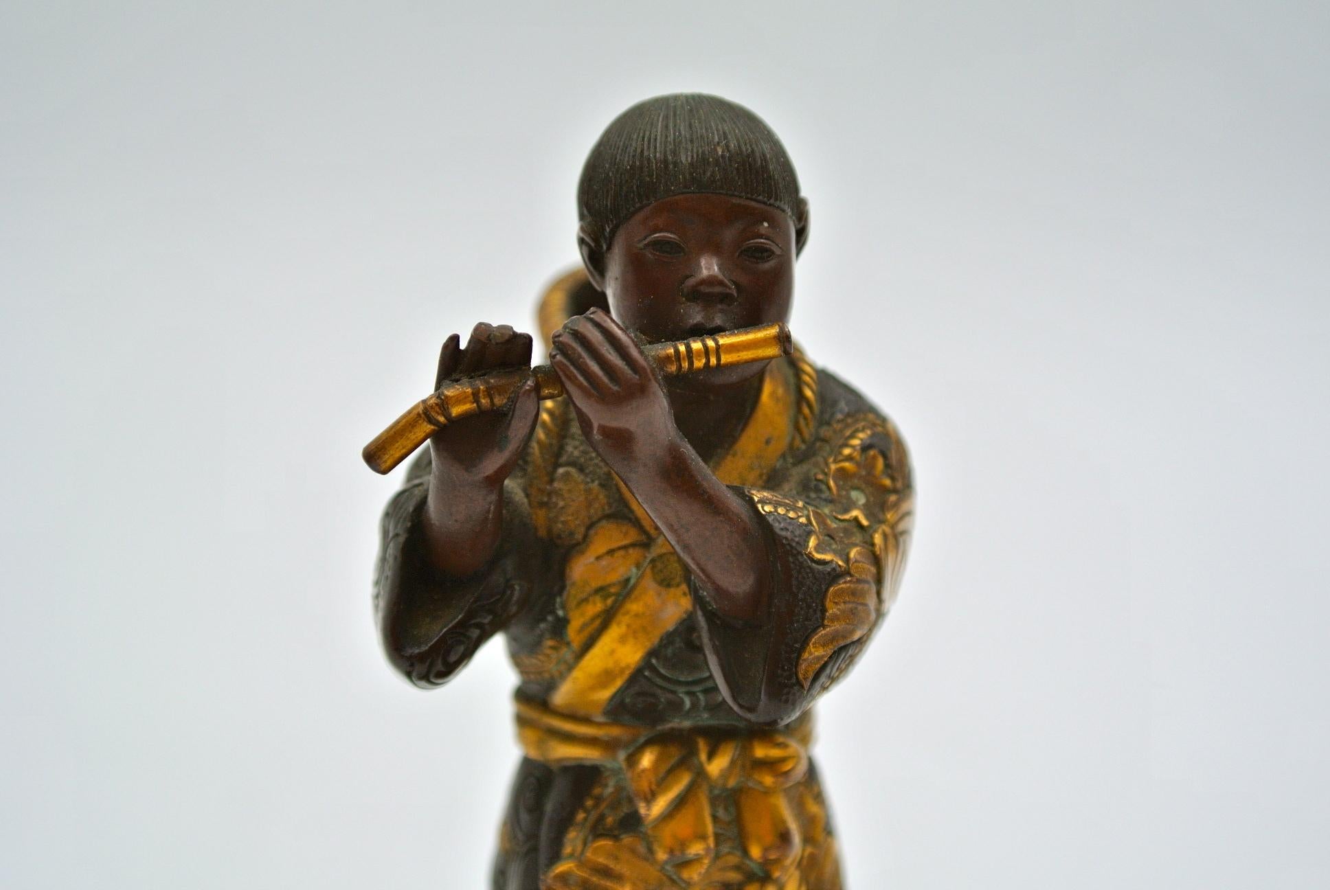 Japanische japanische Bronze von Miyao aus patinierter und vergoldeter Bronze im Angebot 7