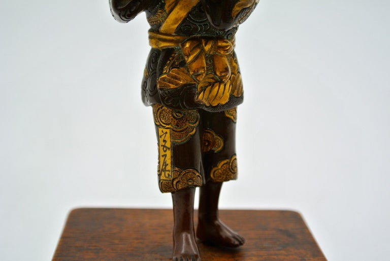 Japanese Bronze of Miyao in Patinated and Gilded Bronze For Sale 8