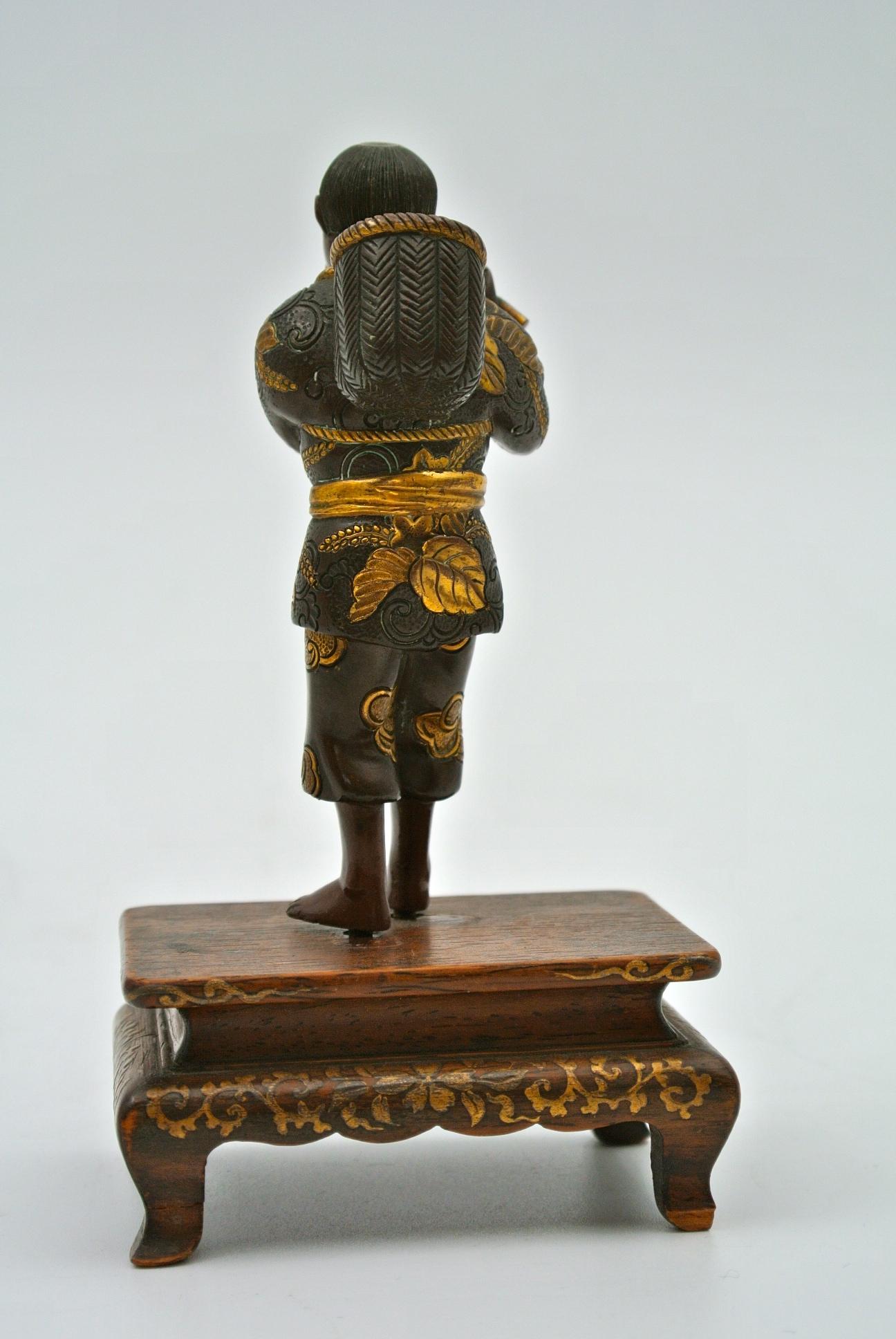 Japanische japanische Bronze von Miyao aus patinierter und vergoldeter Bronze im Zustand „Gut“ im Angebot in Saint-Ouen, FR