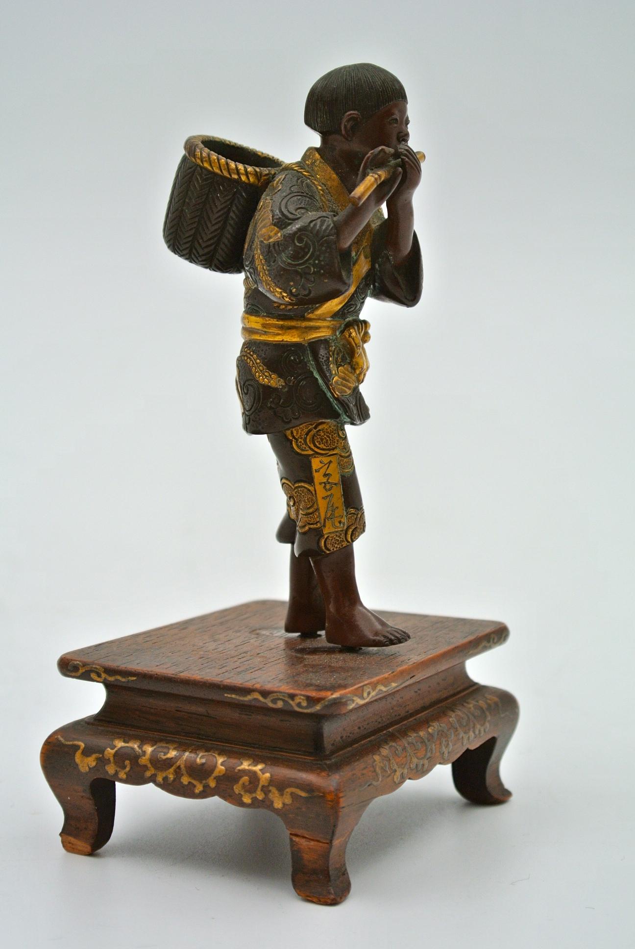 Japanese Bronze of Miyao in Patinated and Gilded Bronze In Good Condition For Sale In Saint-Ouen, FR