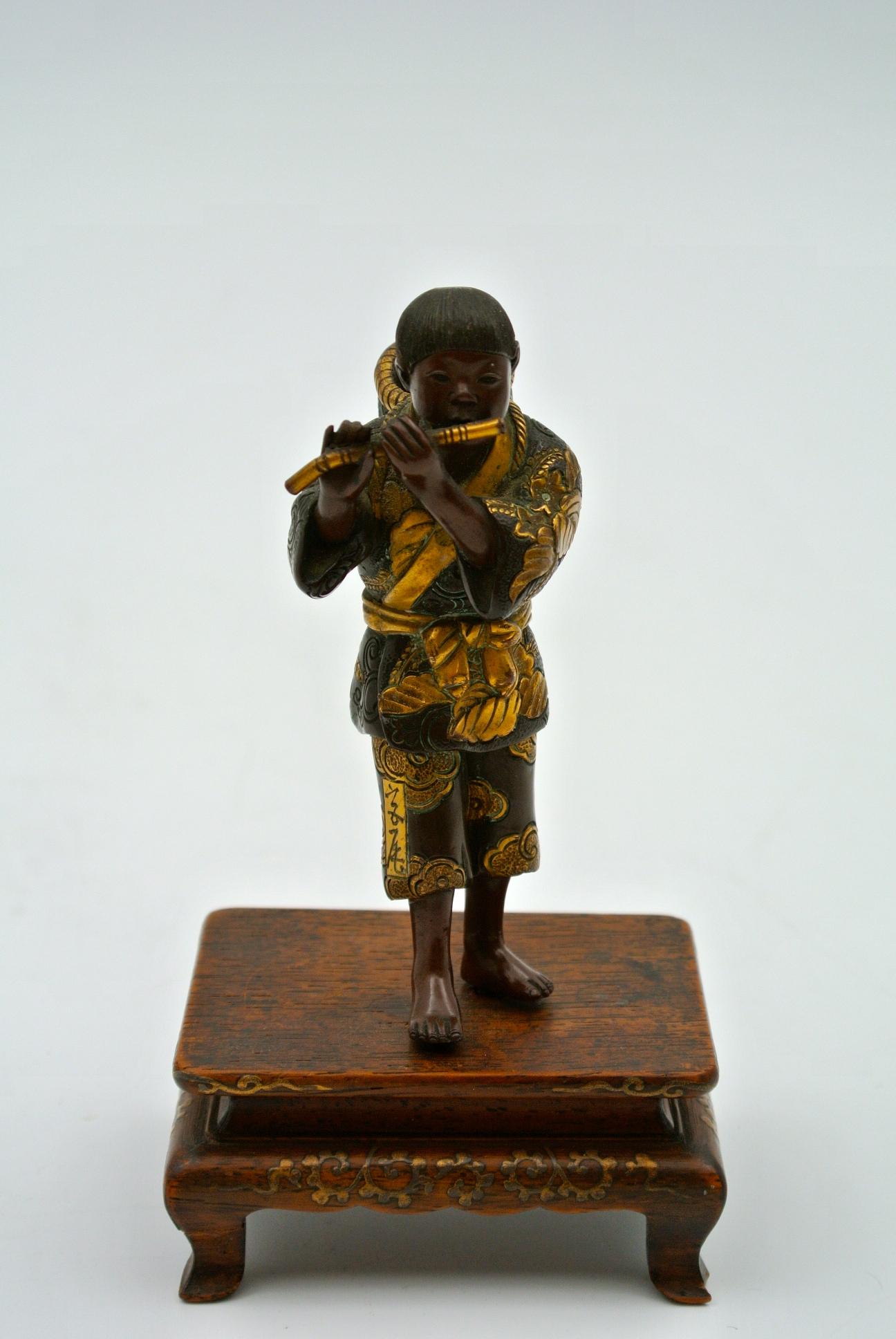 19th Century Japanese Bronze of Miyao in Patinated and Gilded Bronze For Sale