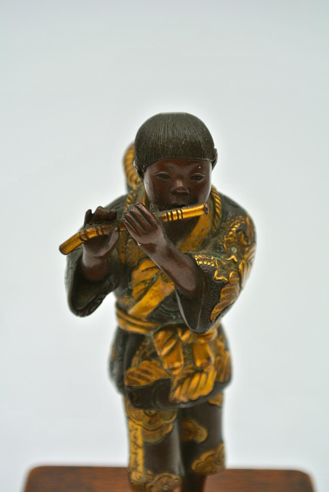 Japanische japanische Bronze von Miyao aus patinierter und vergoldeter Bronze im Angebot 3