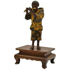 Antique Japanese Bronze of Miyao in Patinated and Gilded Bronze