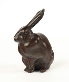 Japanese Bronze Okimono Hares, Imperial Provenance