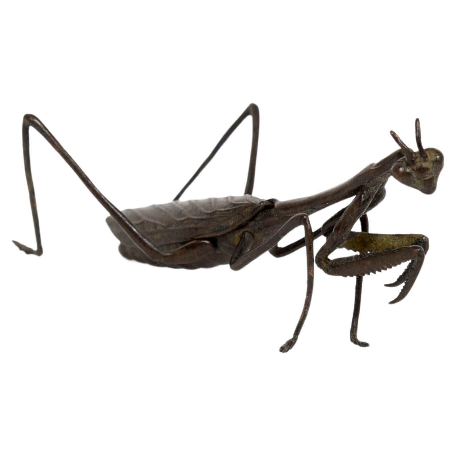 Okimono Jizai priant Mantis (sculpture artisanale) en vente