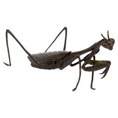 Okimono Jizai priant Mantis (sculpture artisanale)