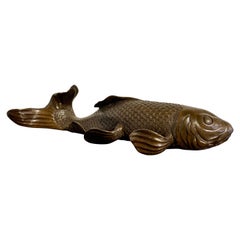 Japanese Bronze Okimono of a Carp, Taisho Period, Early 20th Century, Japan