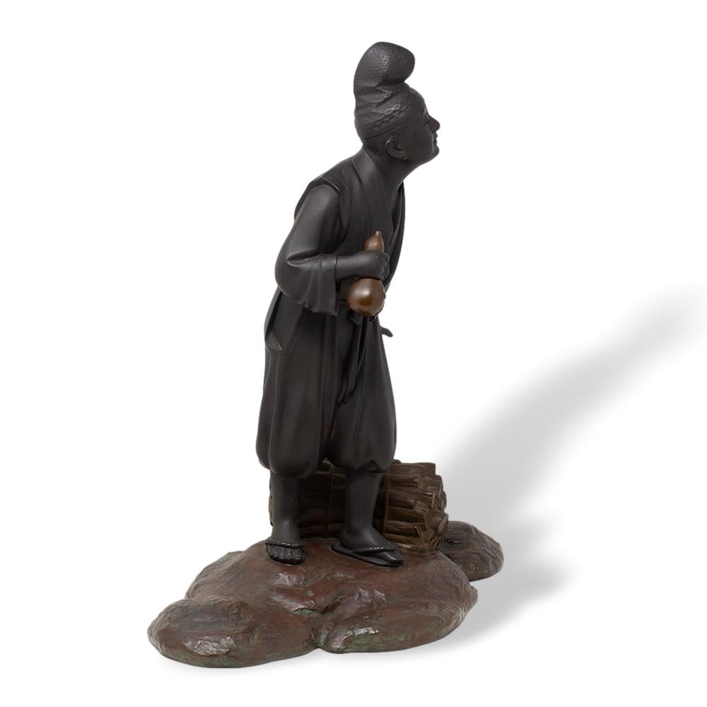 Sculpture japonaise d'Okimono en bronze par Yamamoto Kozan en vente 2