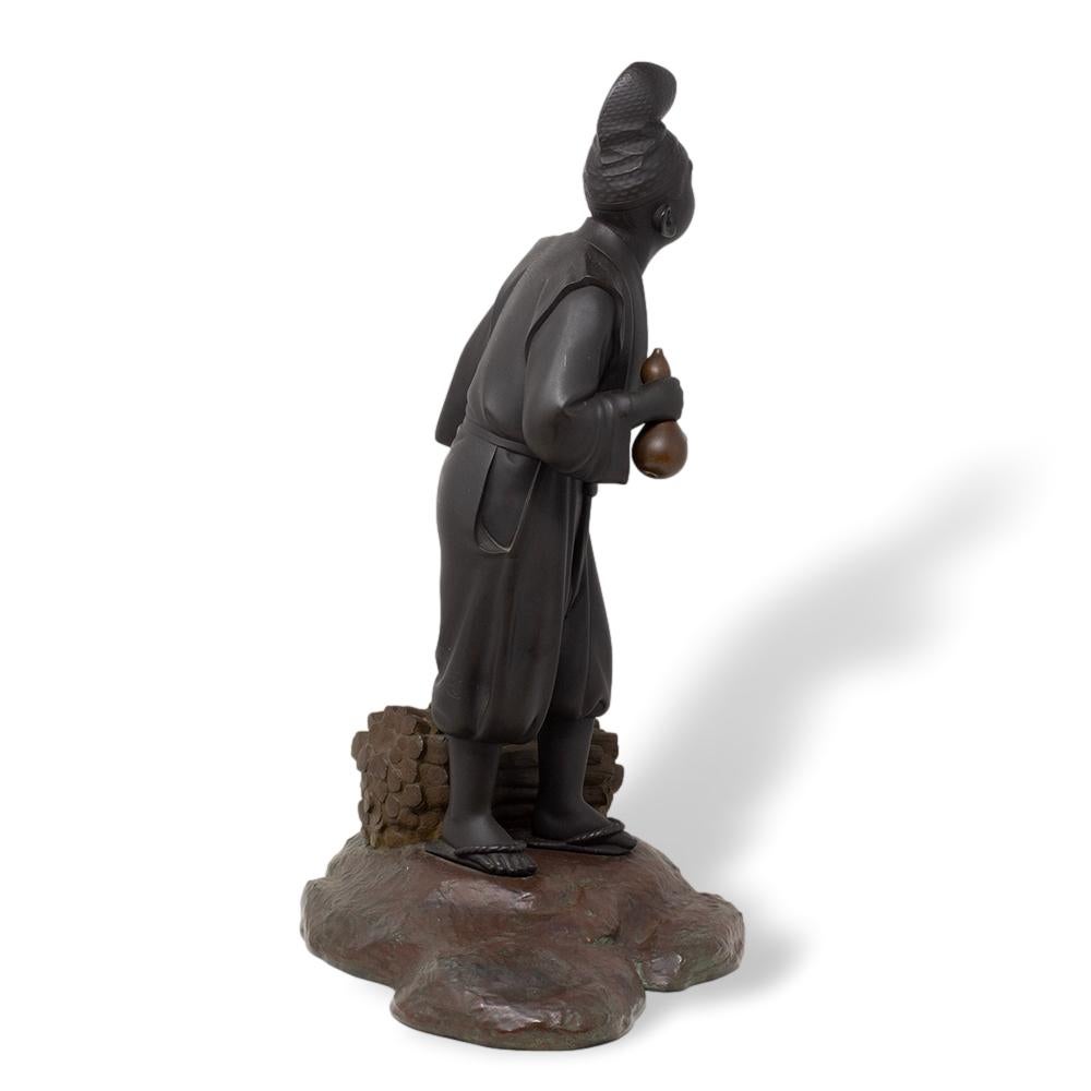 Sculpture japonaise d'Okimono en bronze par Yamamoto Kozan en vente 1