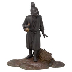 Scultura Okimono giapponese in bronzo di Yamamoto Kozan