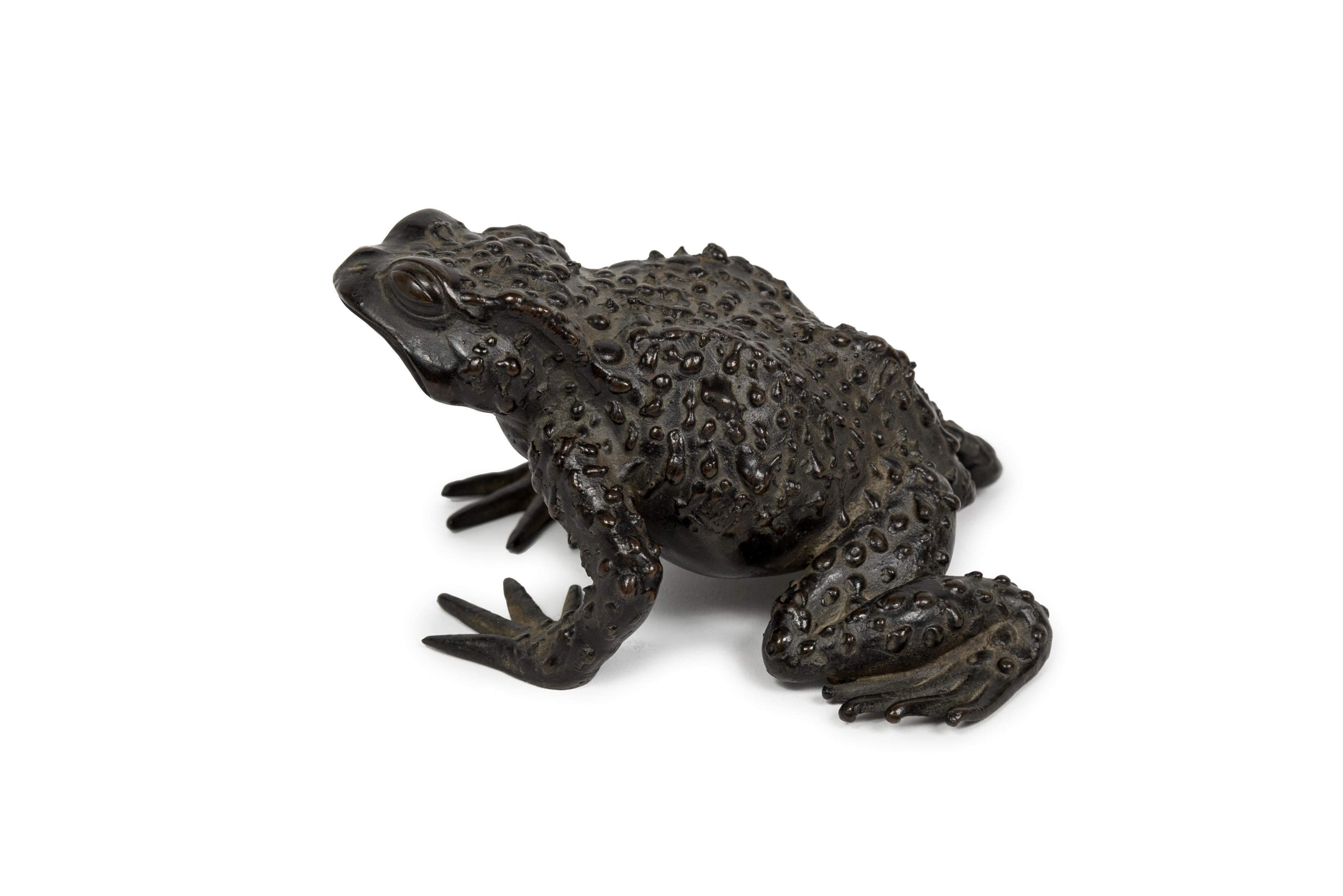 Japonisme Japanese bronze okimono toad (sculpture) For Sale