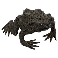 Antique Japanese bronze okimono toad (sculpture)