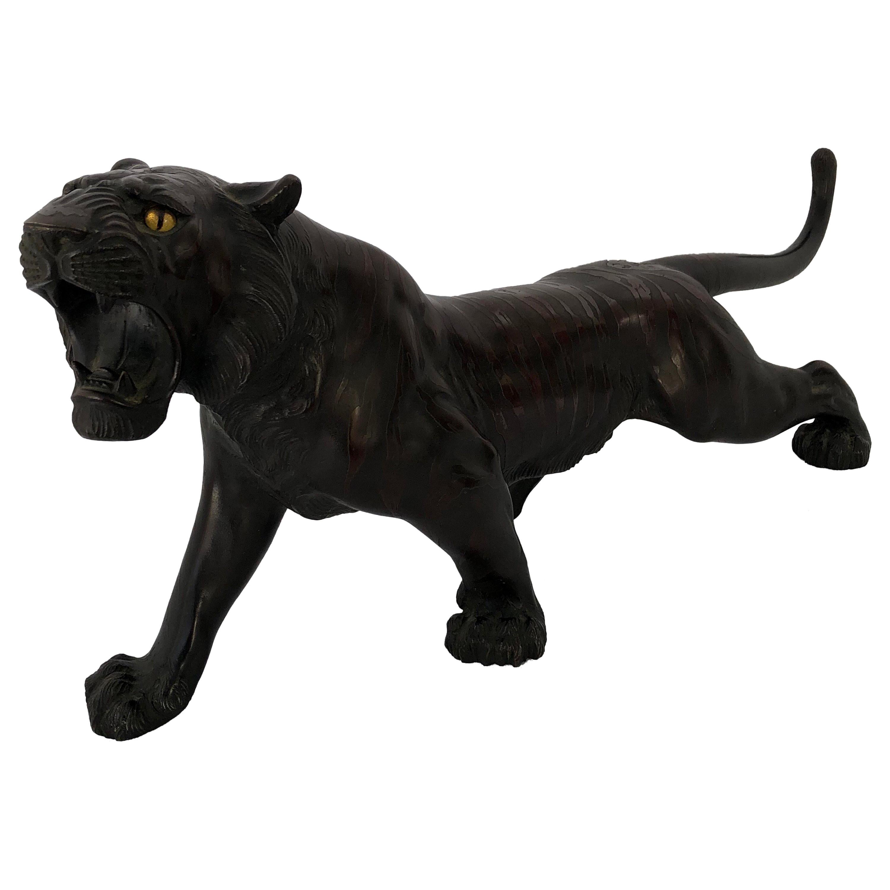 Japanese Bronze Patinated Figure of a Tiger For Sale