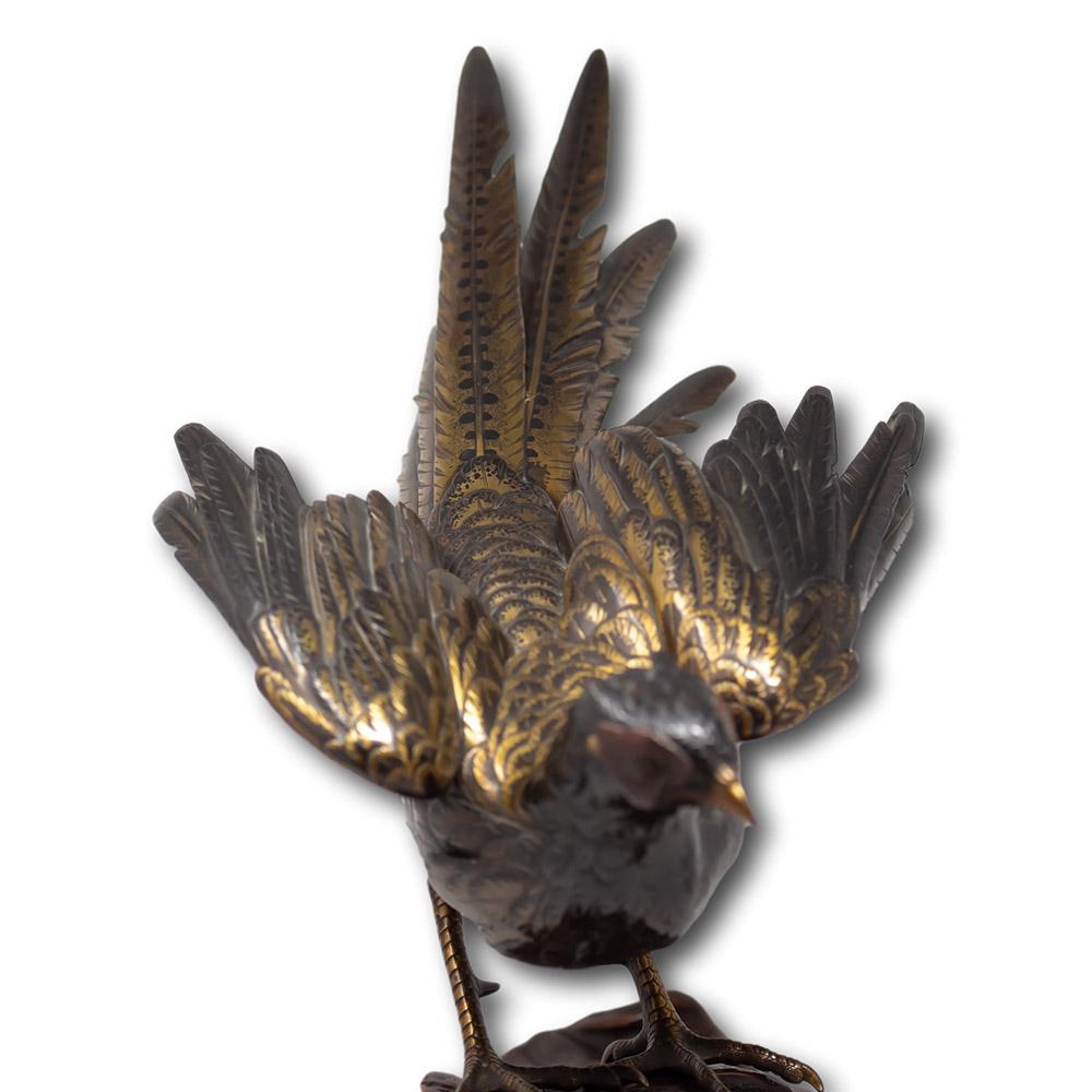 Japanese Bronze Pheasant Okimono Genryusai Seiya For Sale 8