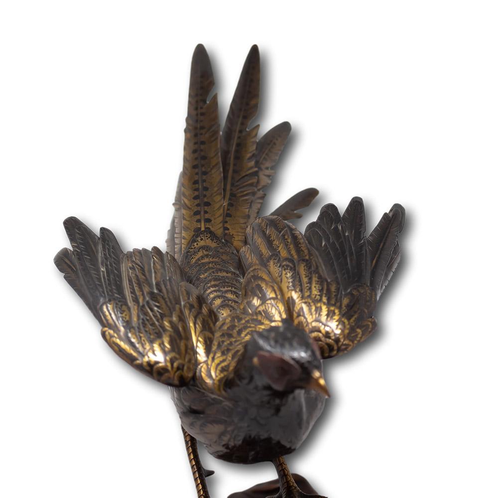 Japanese Bronze Pheasant Okimono Genryusai Seiya For Sale 9