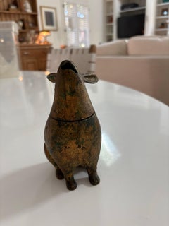 Porta-incenso giapponese a forma di coniglio in bronzo