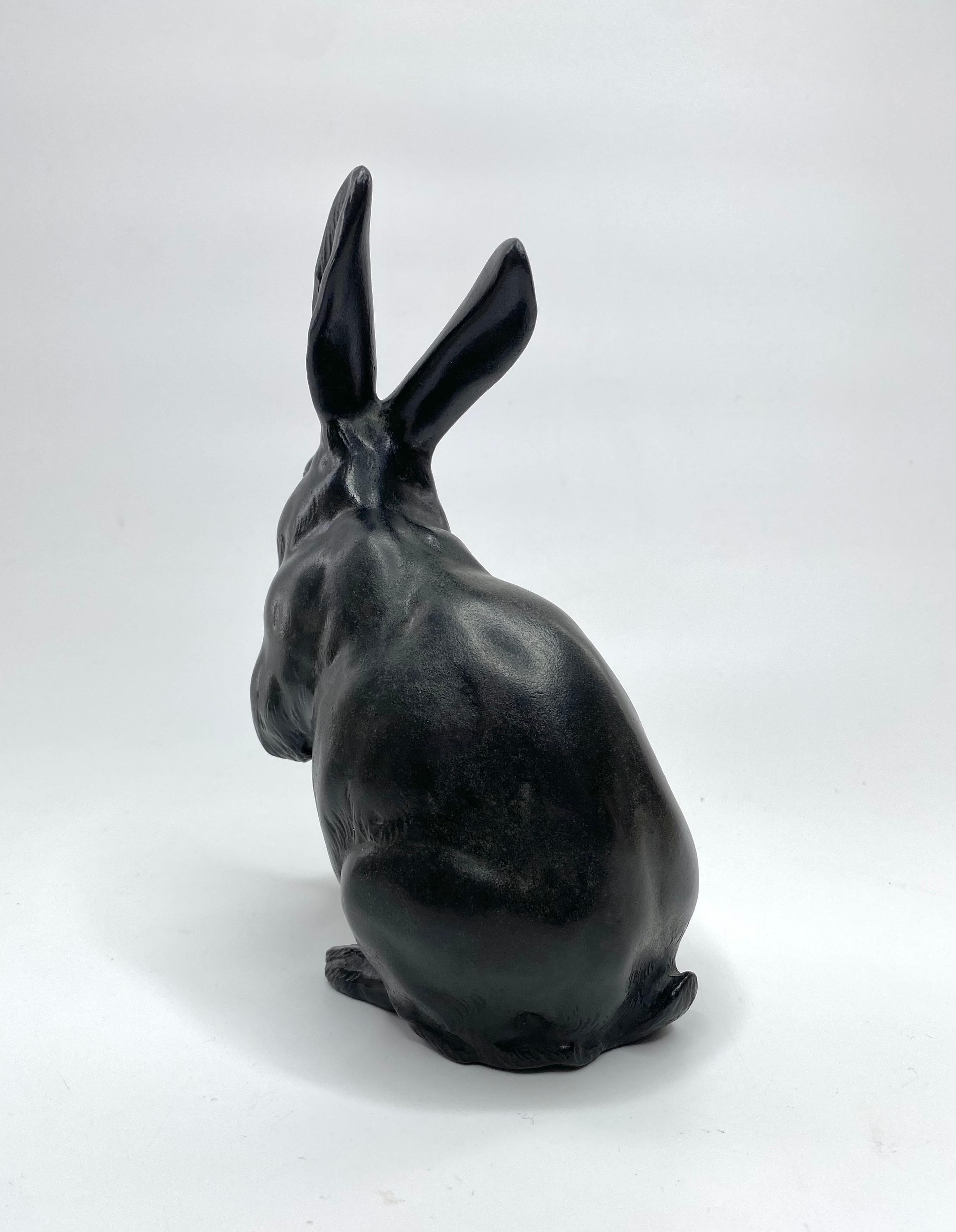 Late 19th Century Japanese bronze Rabbit okimono, Maruki Company, Meiji Period. For Sale