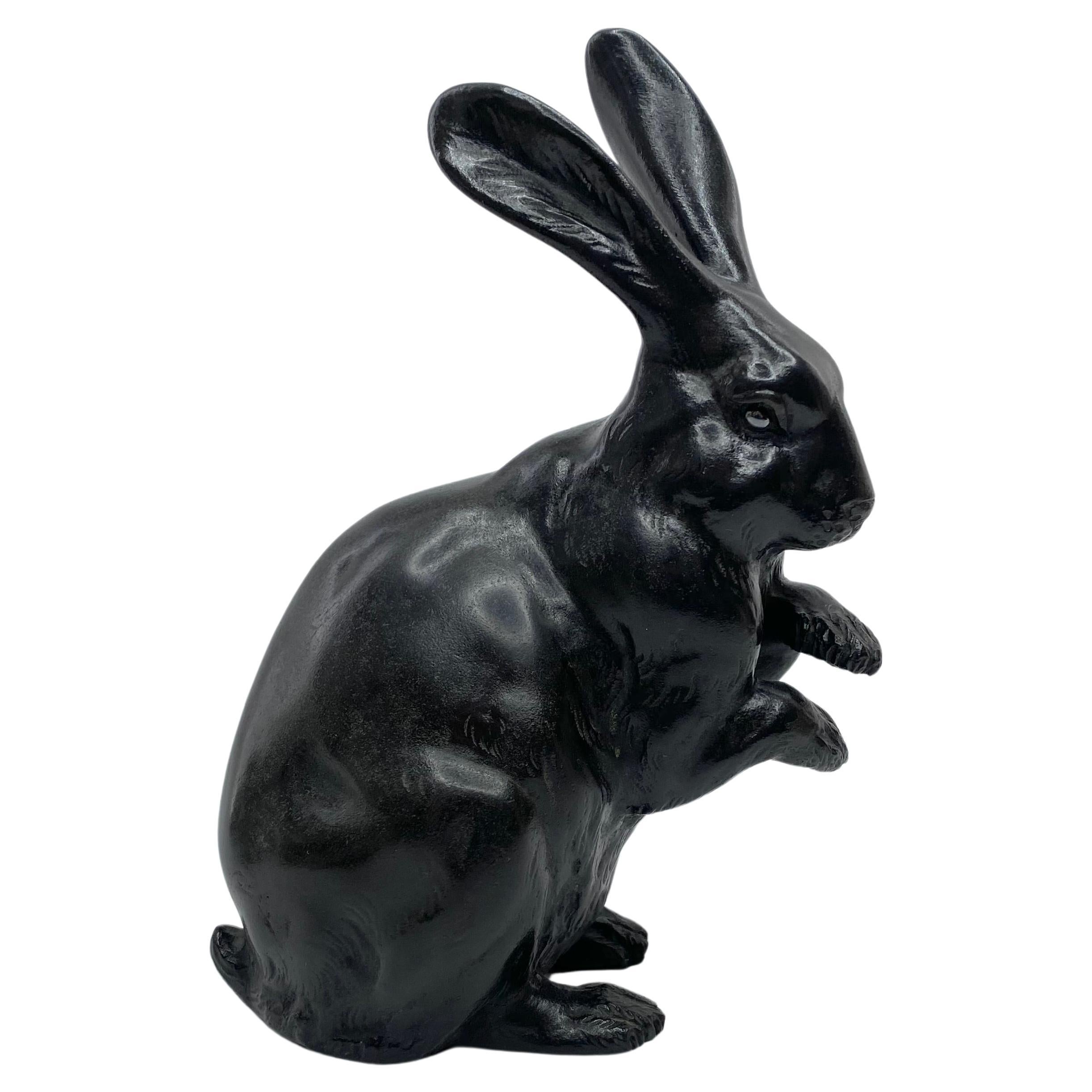 Japanese bronze Rabbit okimono, Maruki Company, Meiji Period.