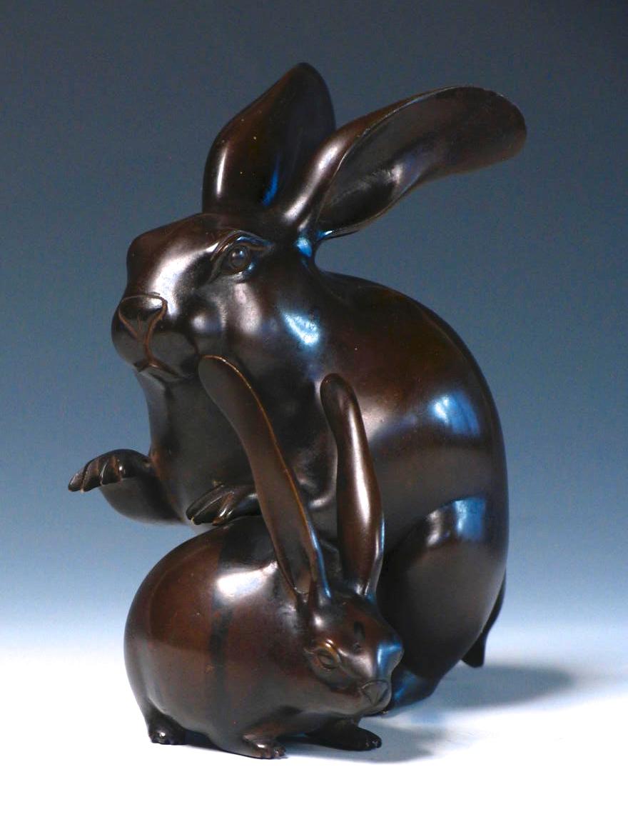 Japanische Kaninchen aus Bronze im Angebot 3