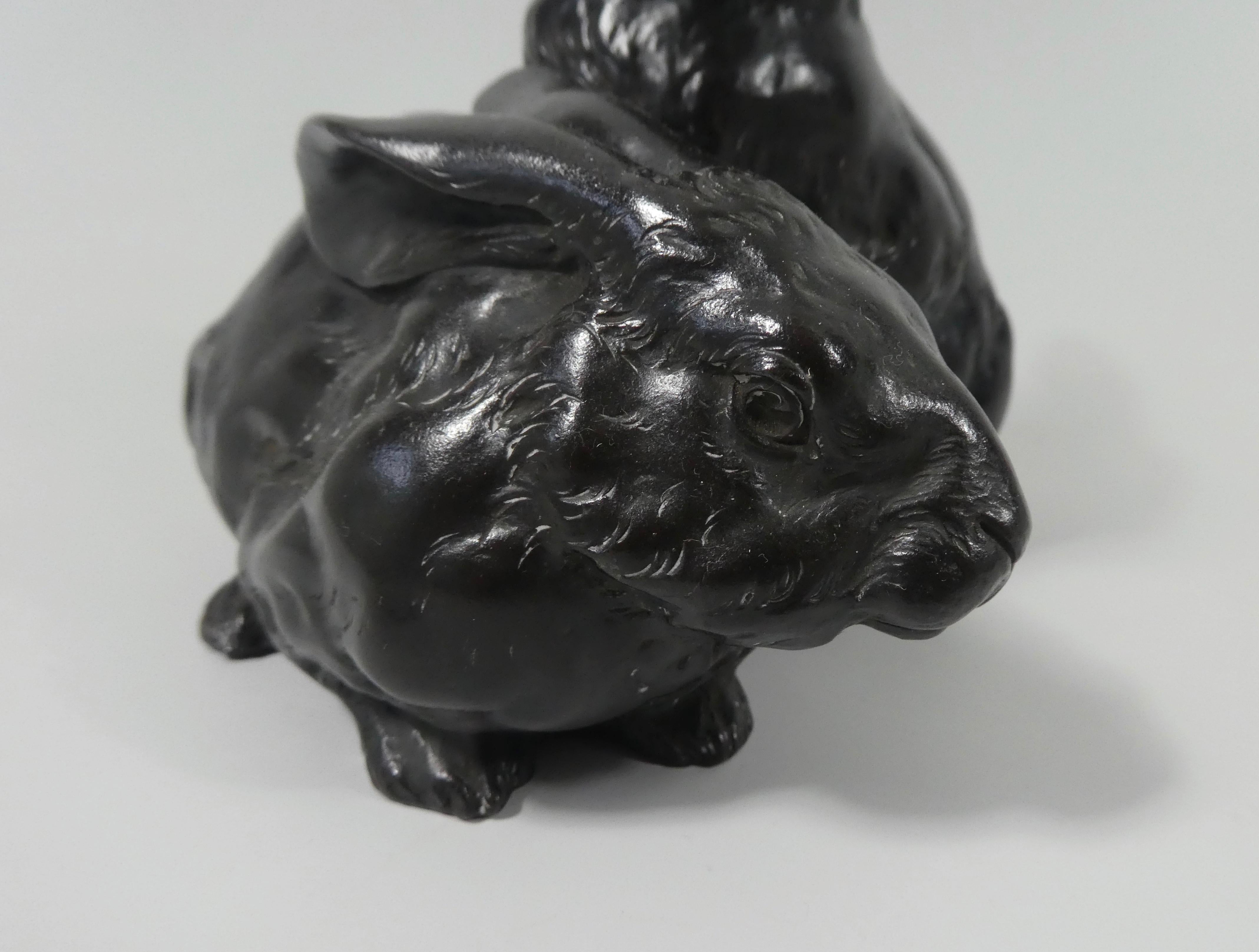 Japanese Bronze Rabbits Okimono, Okazaki Sessei, Meiji Period 4