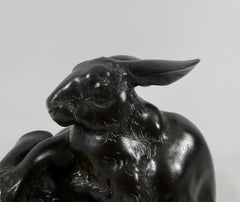 Japanese Bronze Rabbits Okimono, Okazaki Sessei, Meiji Period