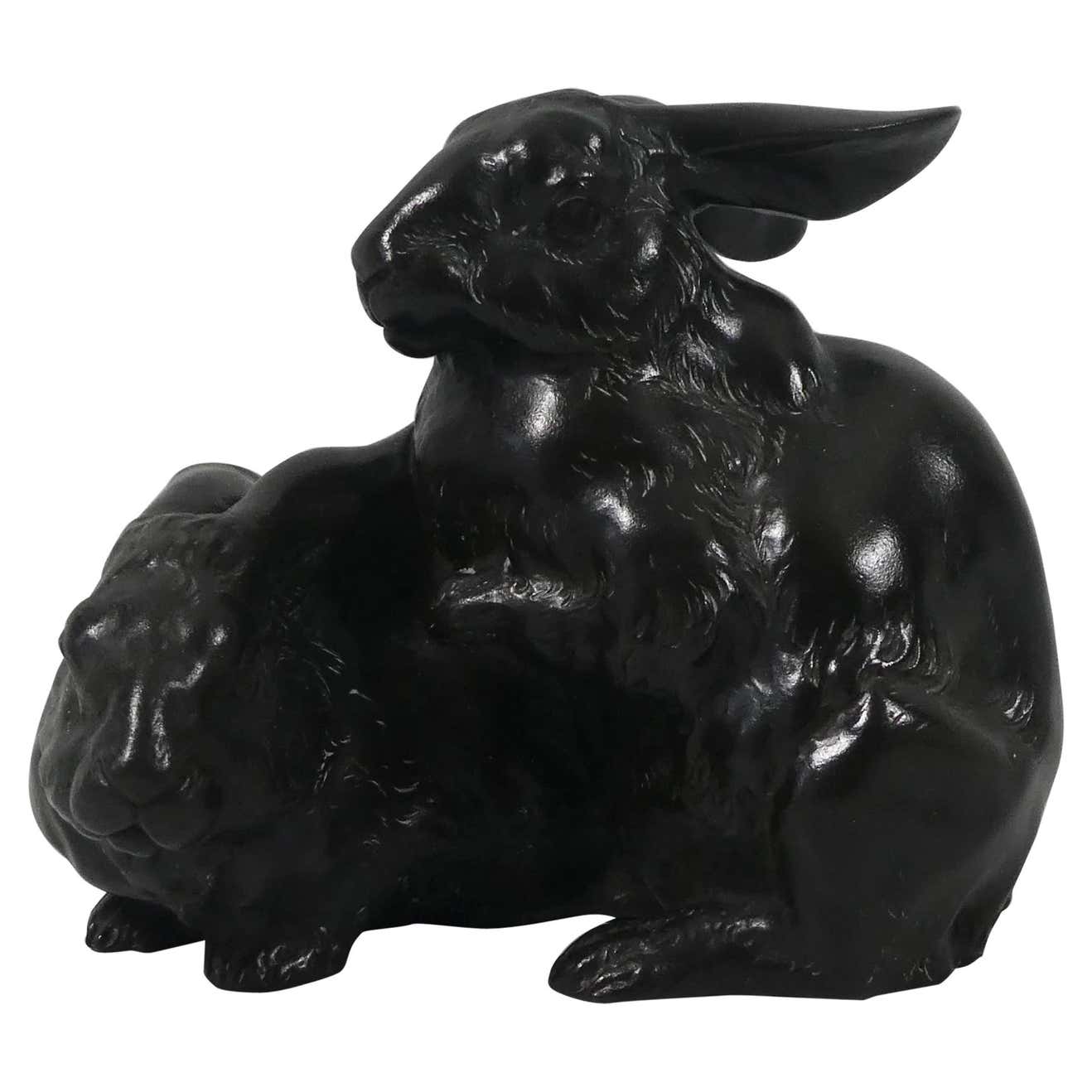 Japanese Bronze Rabbits Okimono, Okazaki Sessei, Meiji Period at 1stDibs