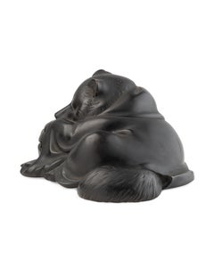 Japanese bronze sculpture depicting a tanuki in shingon buddhist monk clothes