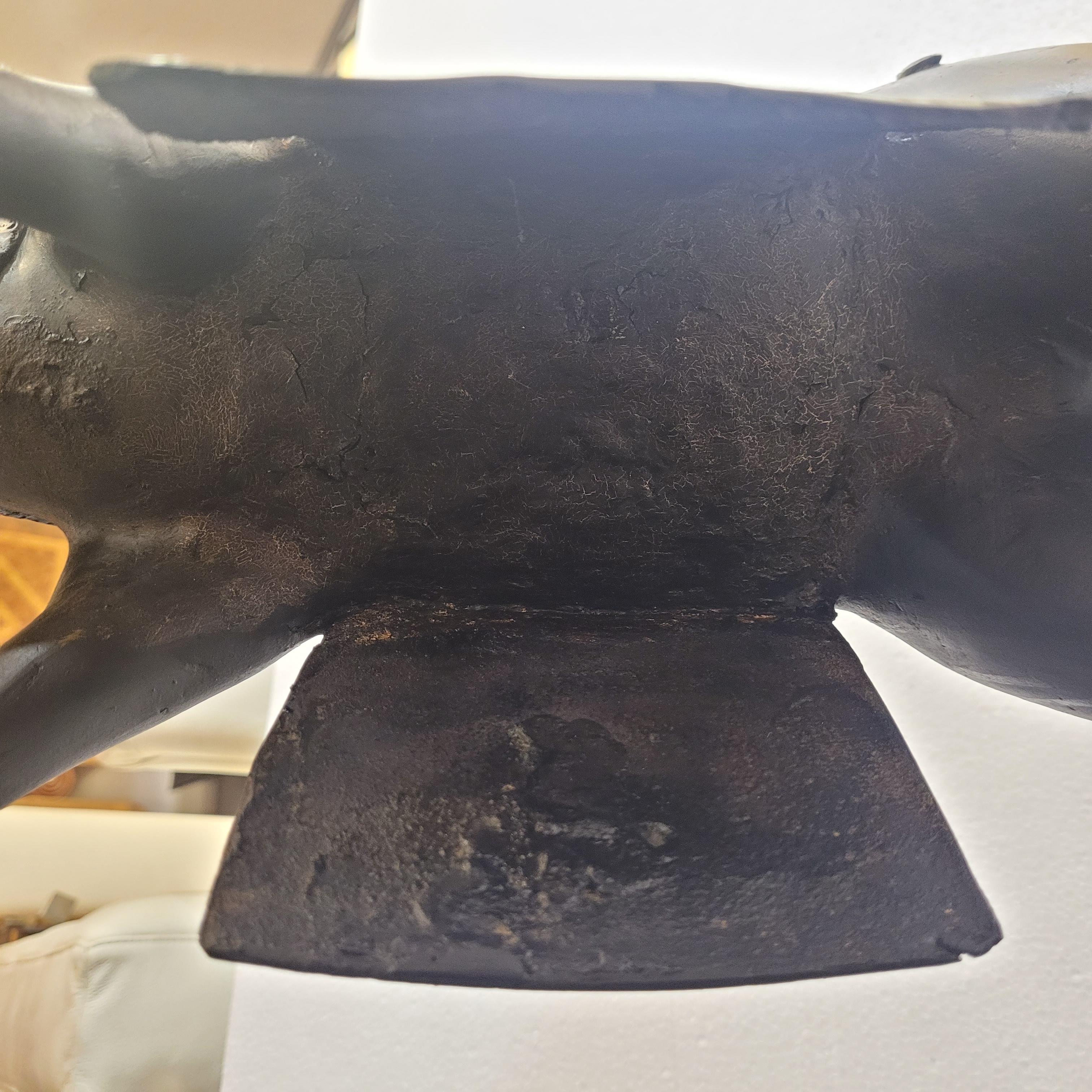 Japanese bronze sculpture “Horse in reverence”, Showa era For Sale 8