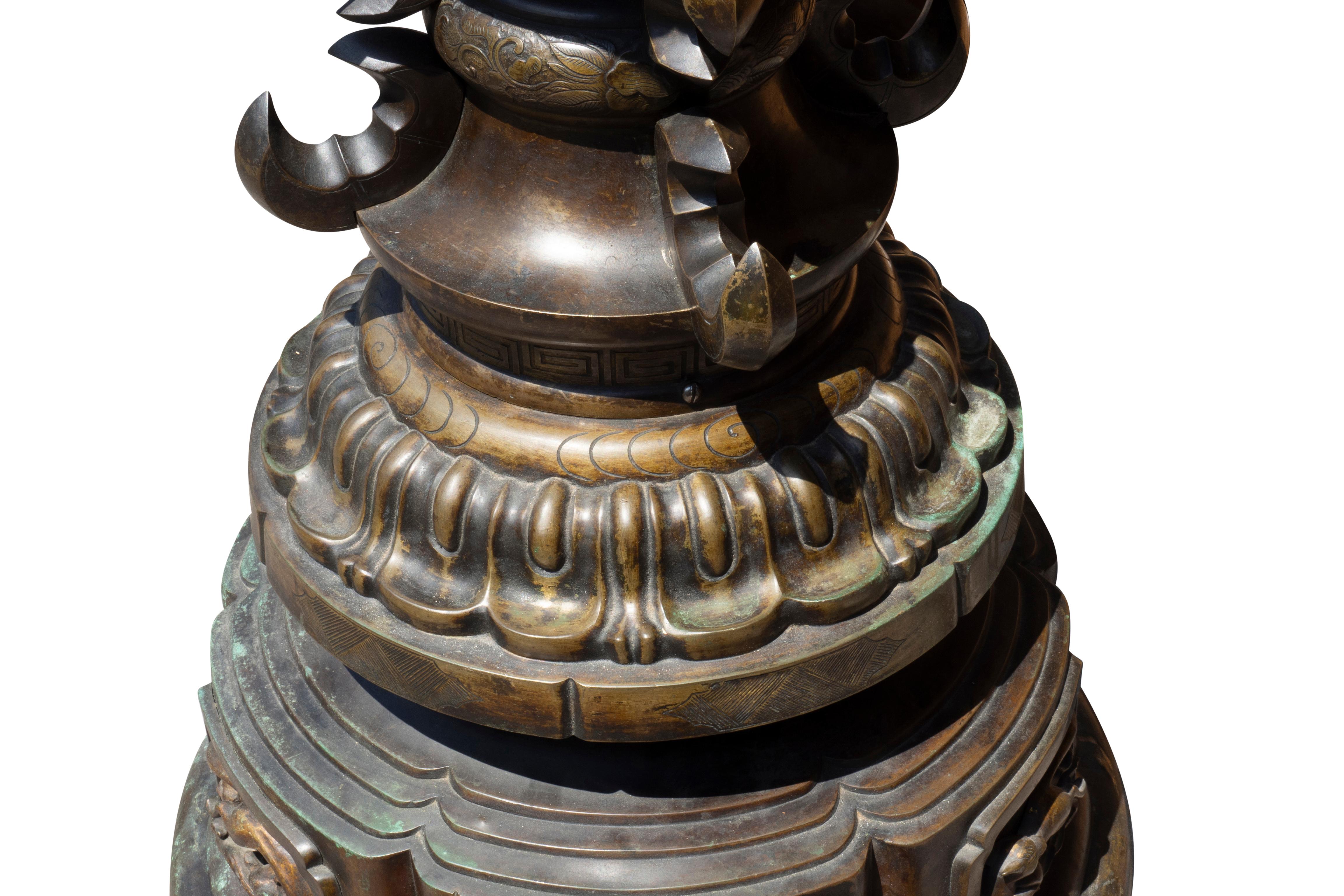 Japanese Bronze Shrine Lantern For Sale 9