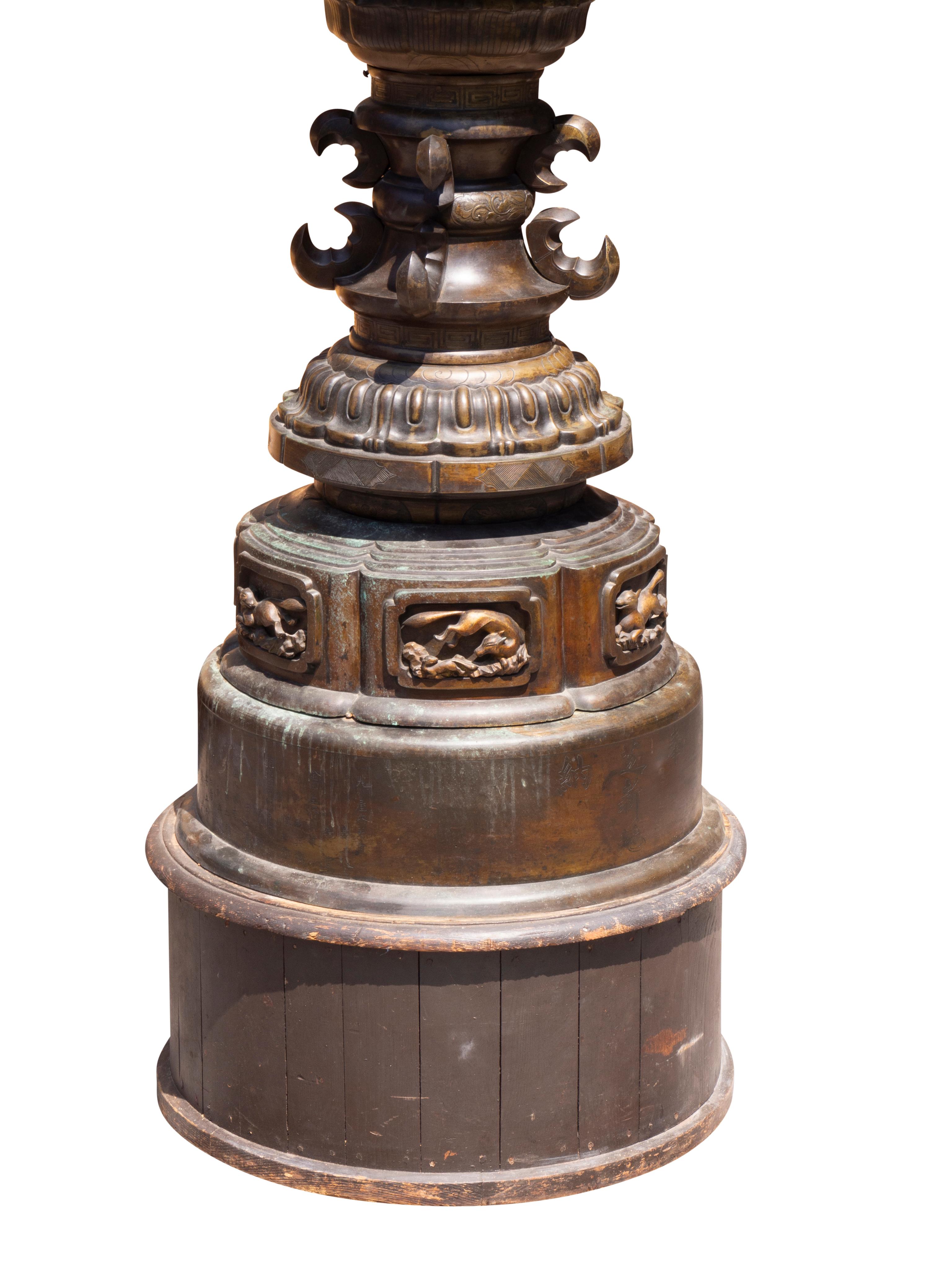 Meiji Japanese Bronze Shrine Lantern For Sale