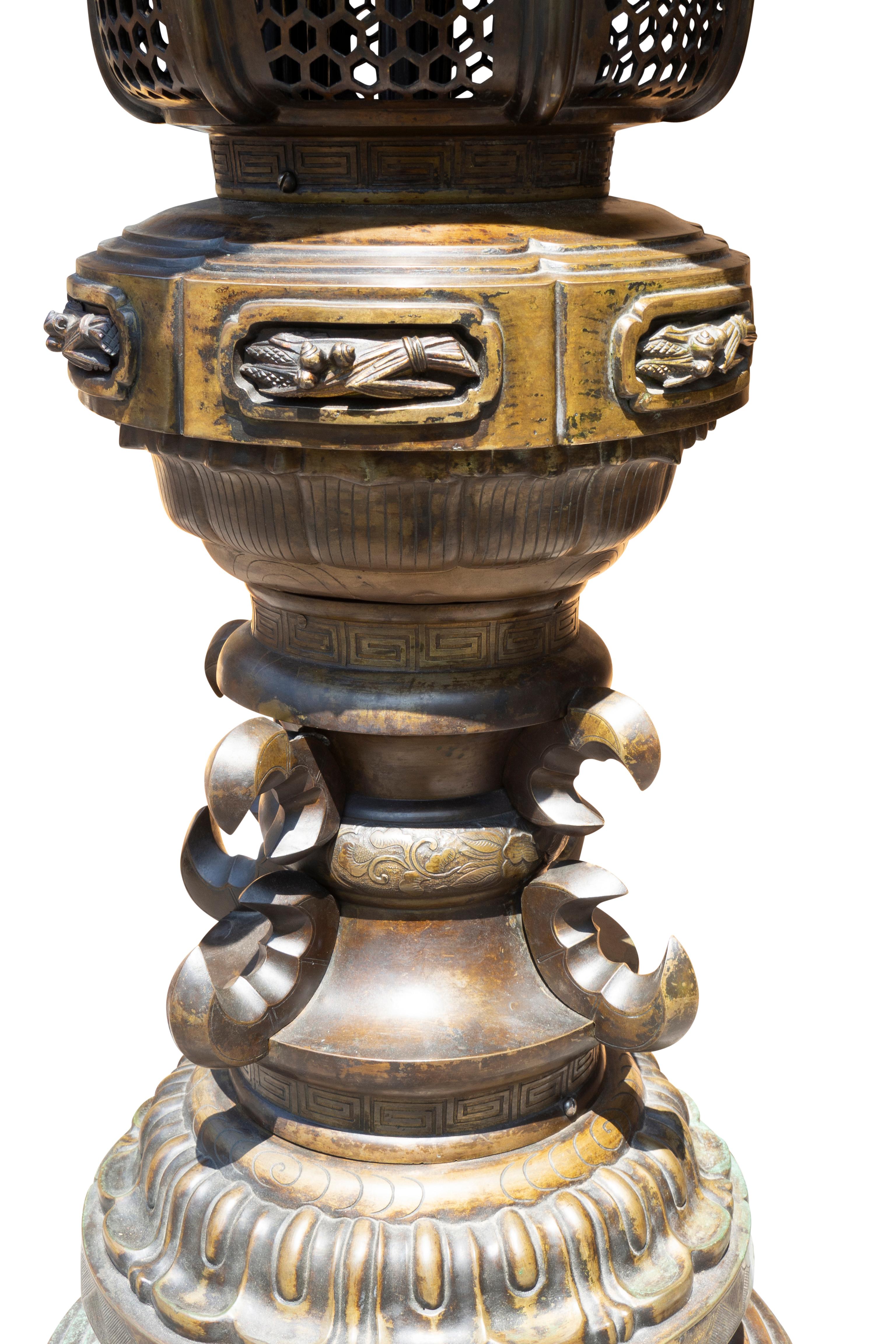 Japanese Bronze Shrine Lantern For Sale 4
