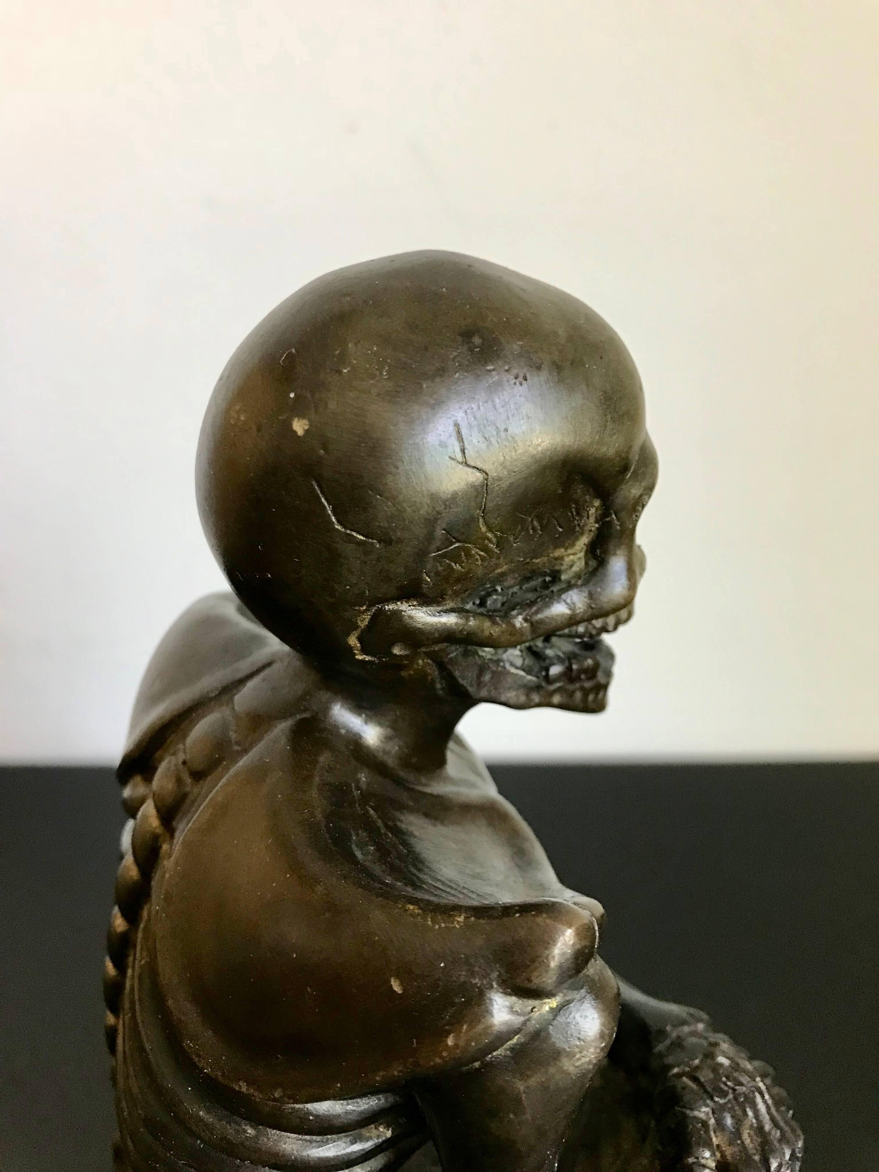 Japanese Bronze Skeleton in Monks Robes 8