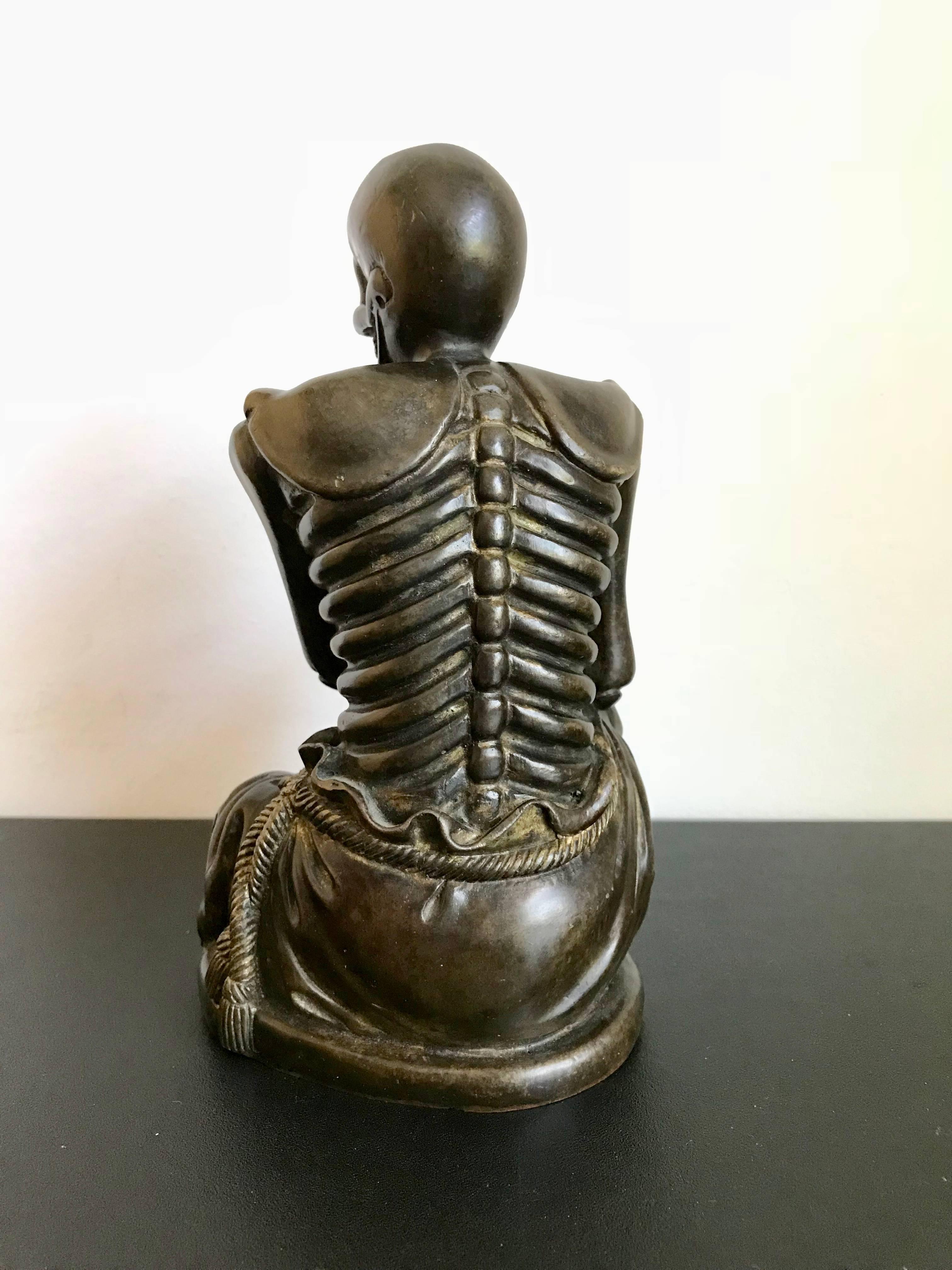 Meiji Japanese Bronze Skeleton in Monks Robes