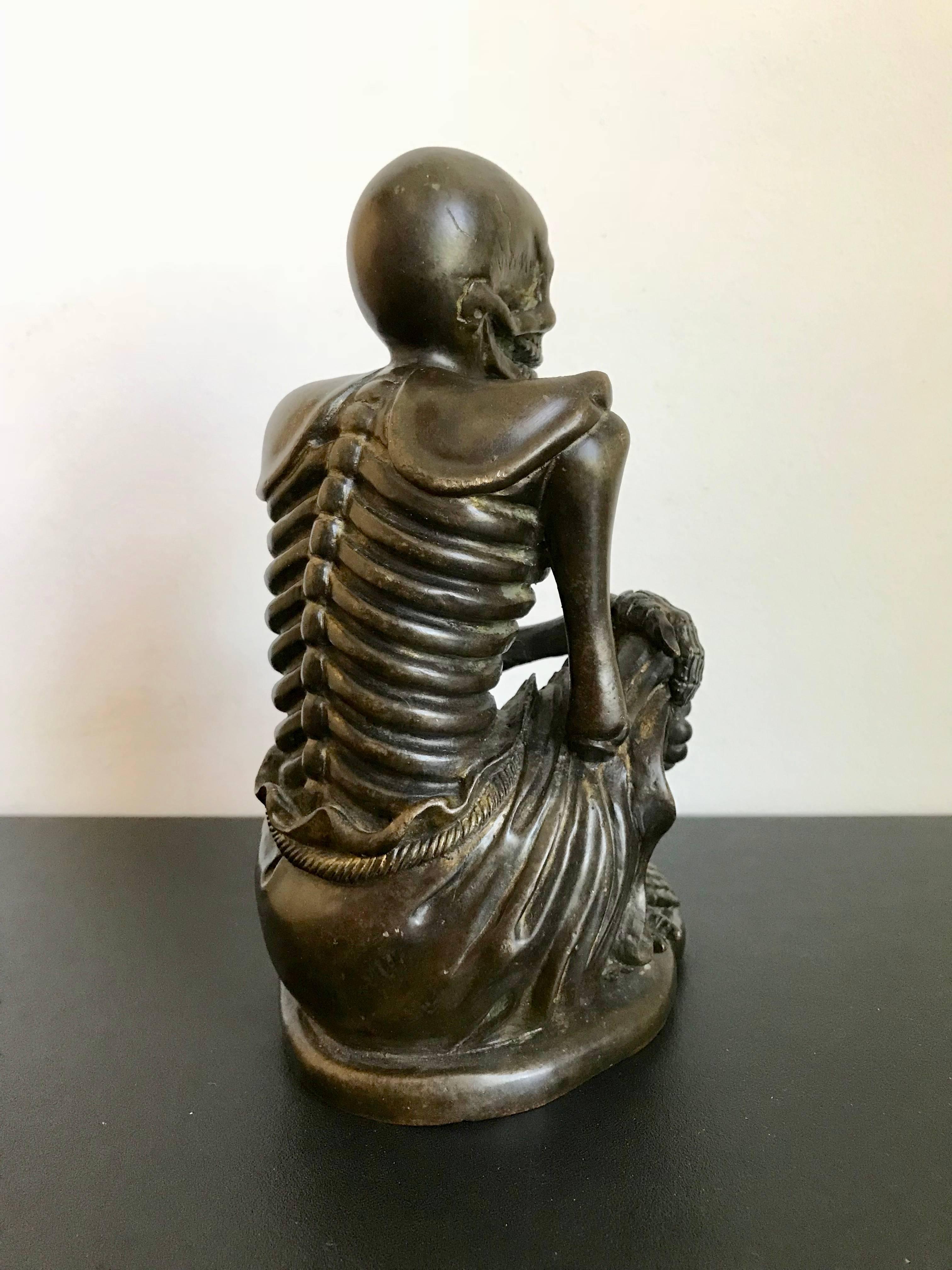Japanese Bronze Skeleton in Monks Robes In Excellent Condition In Stamford, CT