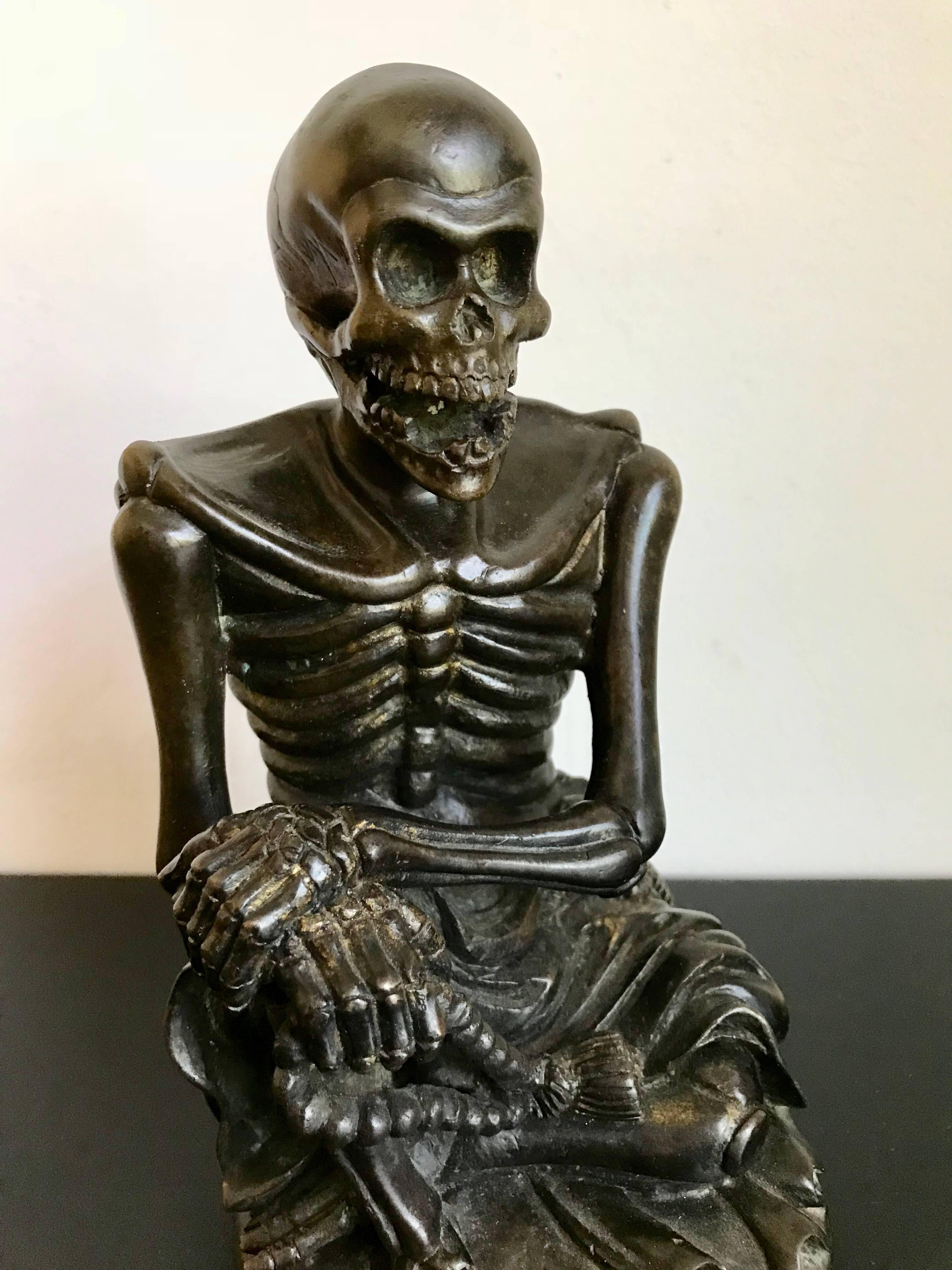 Japanese Bronze Skeleton in Monks Robes 1