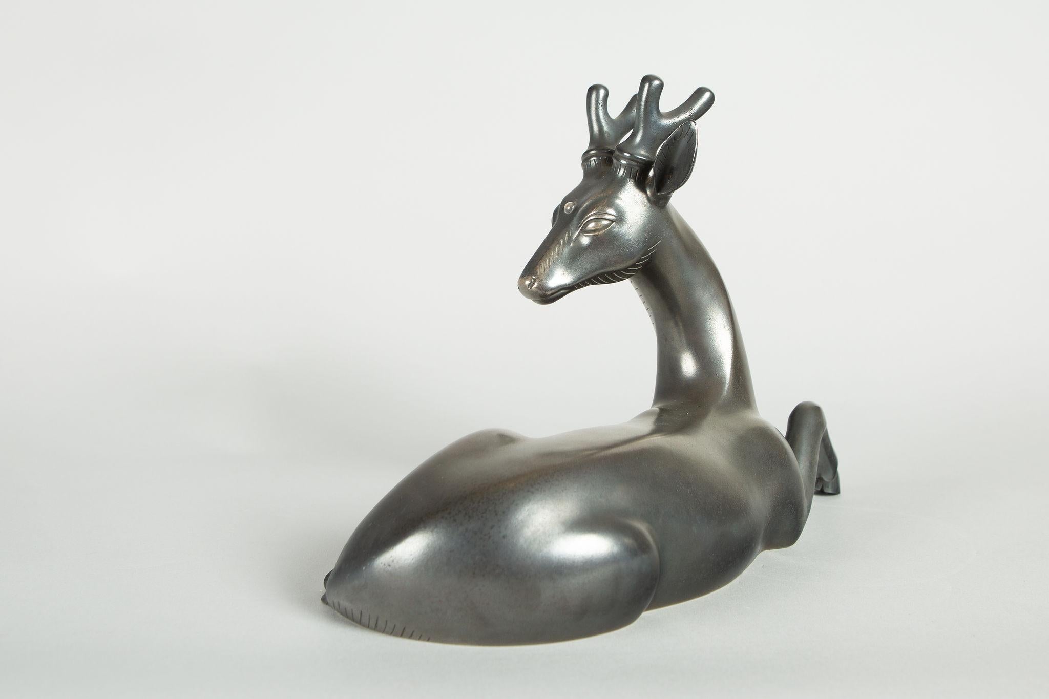 20th Century Japanese Bronze Stag with Third Eye