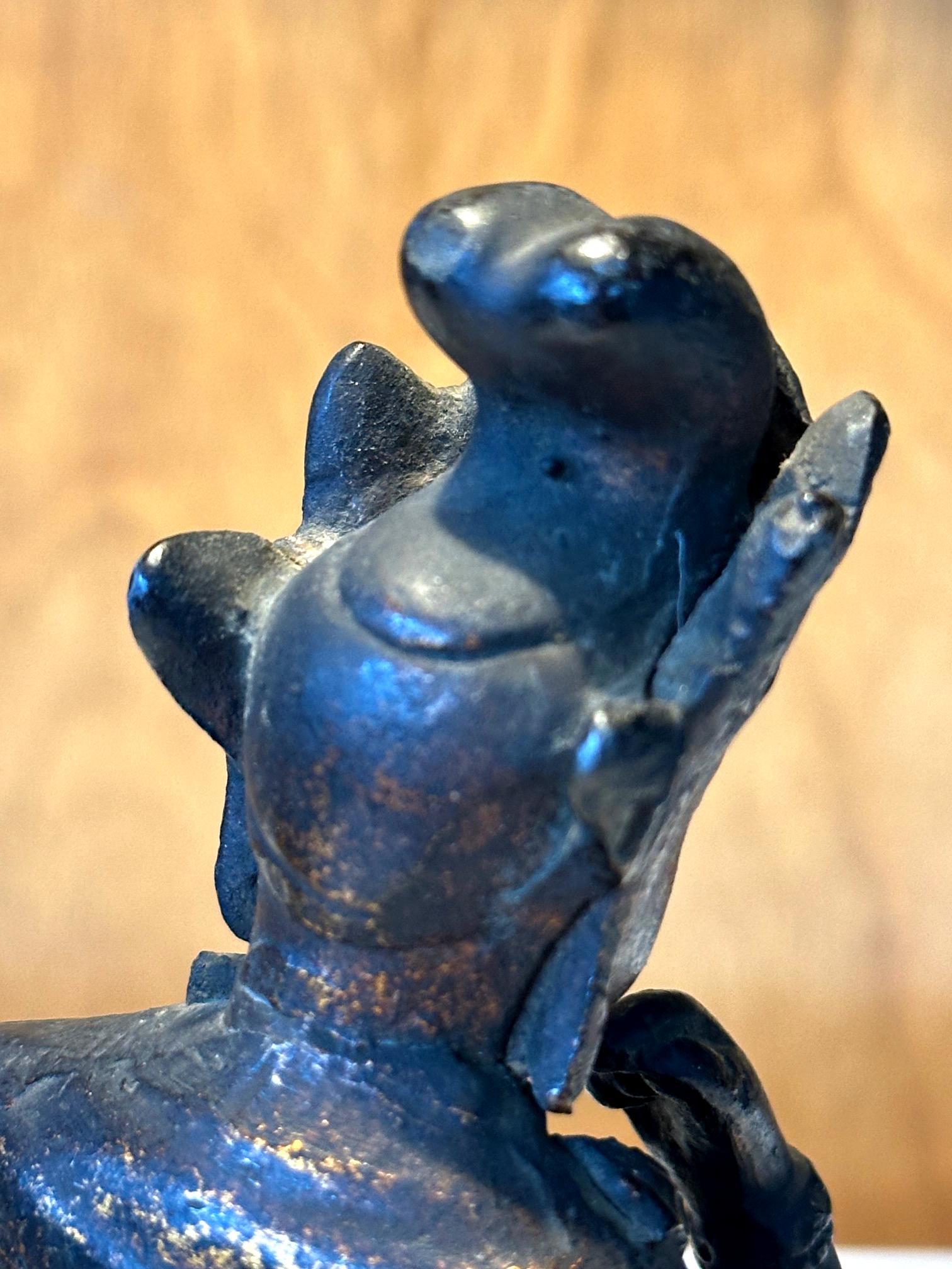 Japanese Bronze Statue Nyoirin Kannon on Lotus Throne For Sale 9