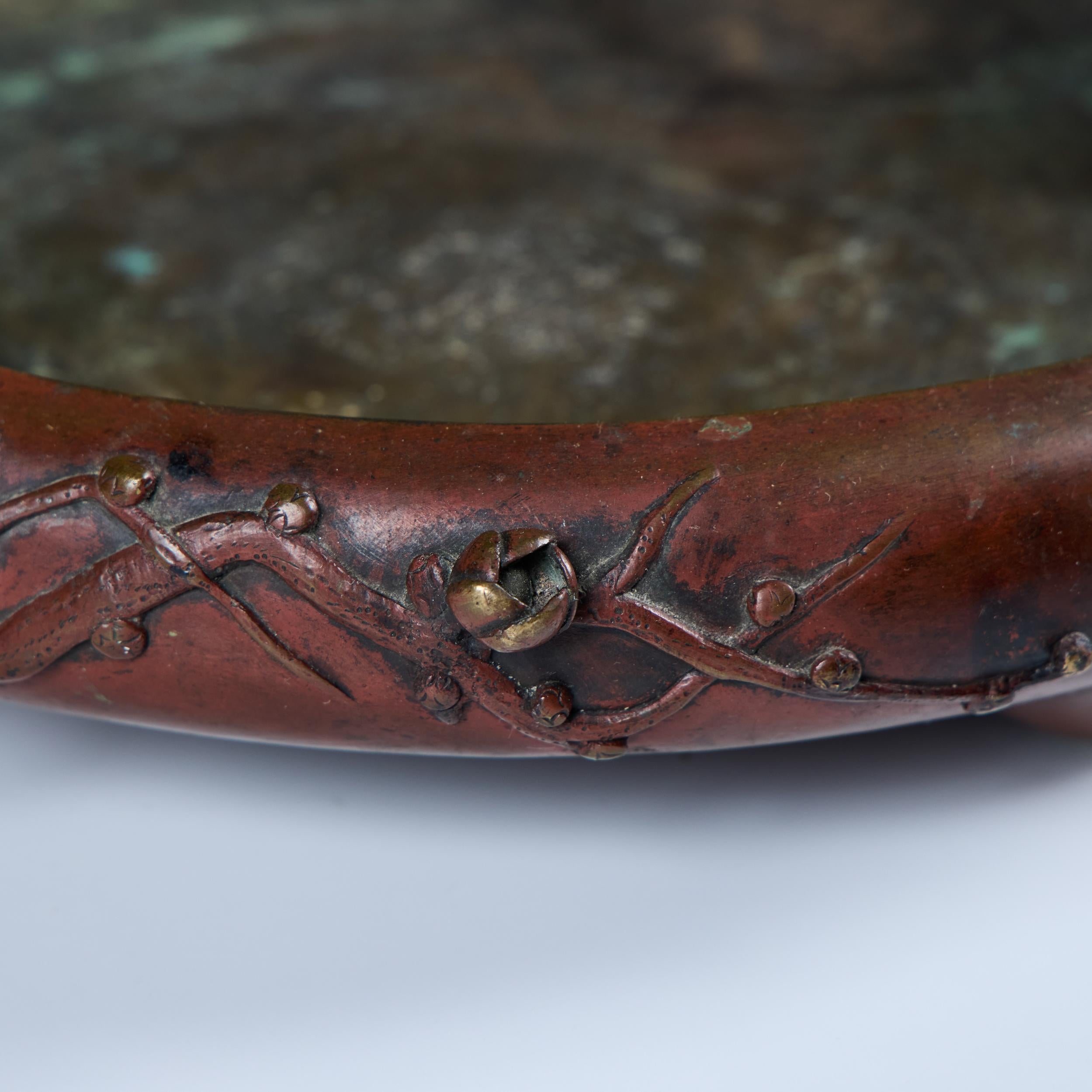 Japanese Bronze Suiban Ikebana Planter Bowl For Sale 6