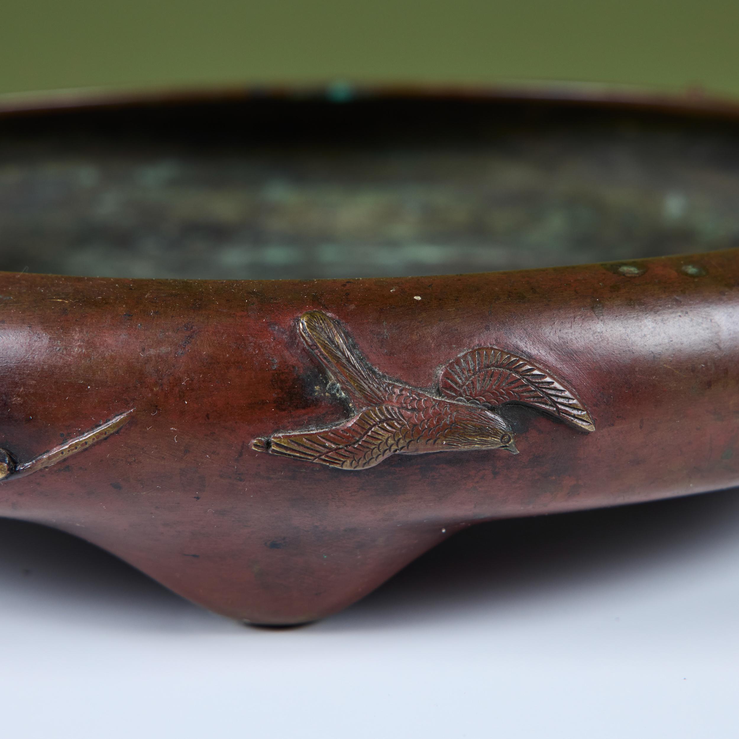 Japanese Bronze Suiban Ikebana Planter Bowl For Sale 7