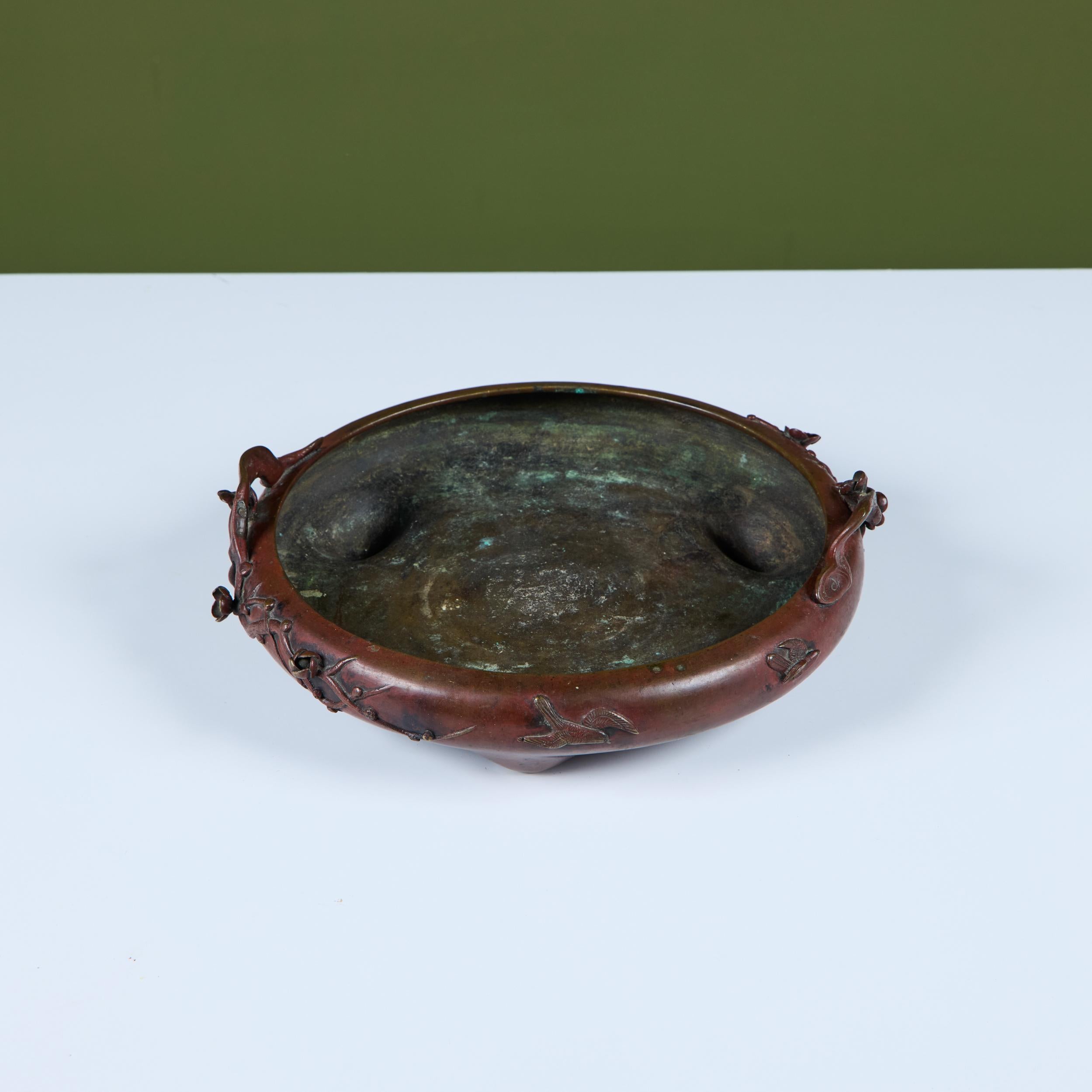Japanese Bronze Suiban Ikebana Planter Bowl For Sale 9