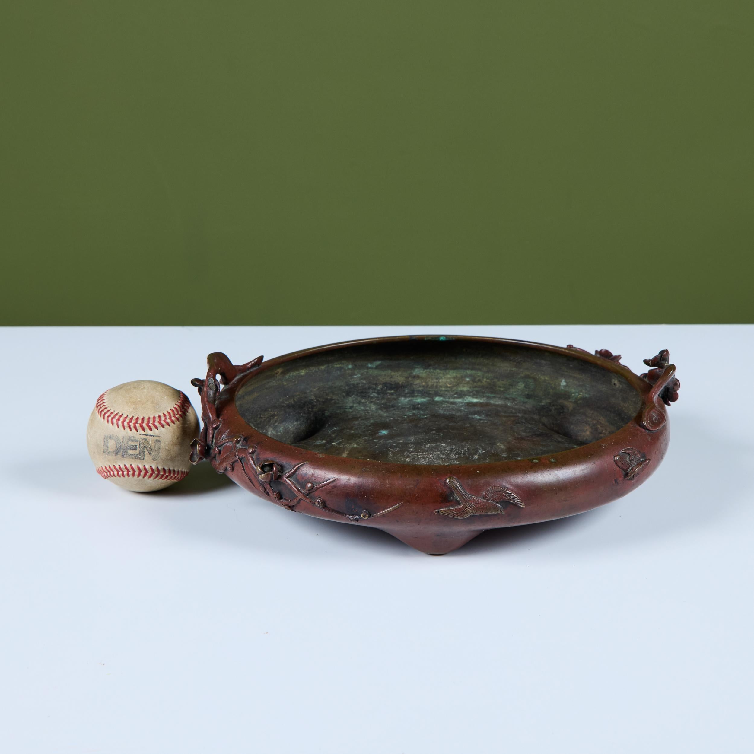 Mid-Century Modern Japanese Bronze Suiban Ikebana Planter Bowl For Sale