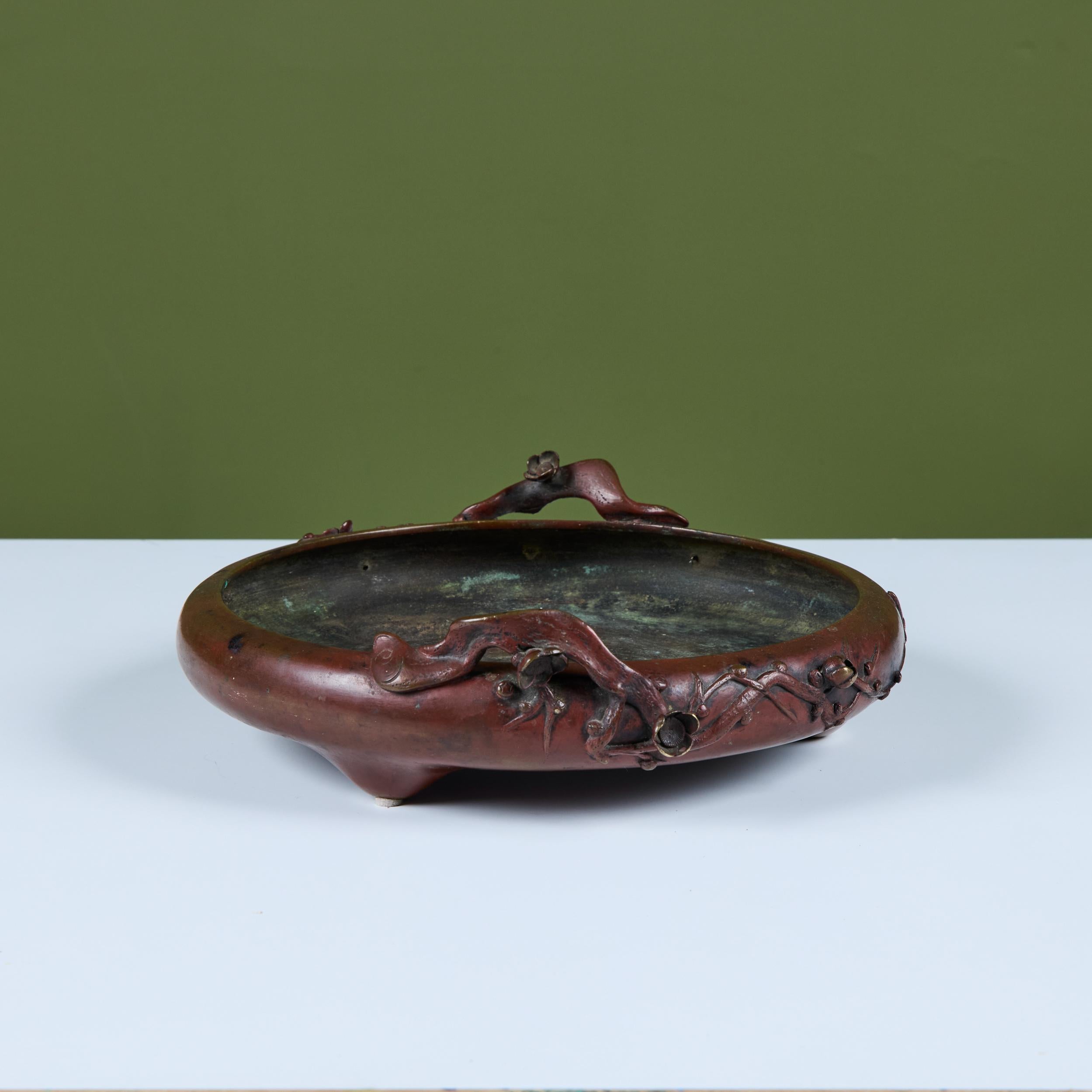 Japanese Bronze Suiban Ikebana Planter Bowl For Sale 1