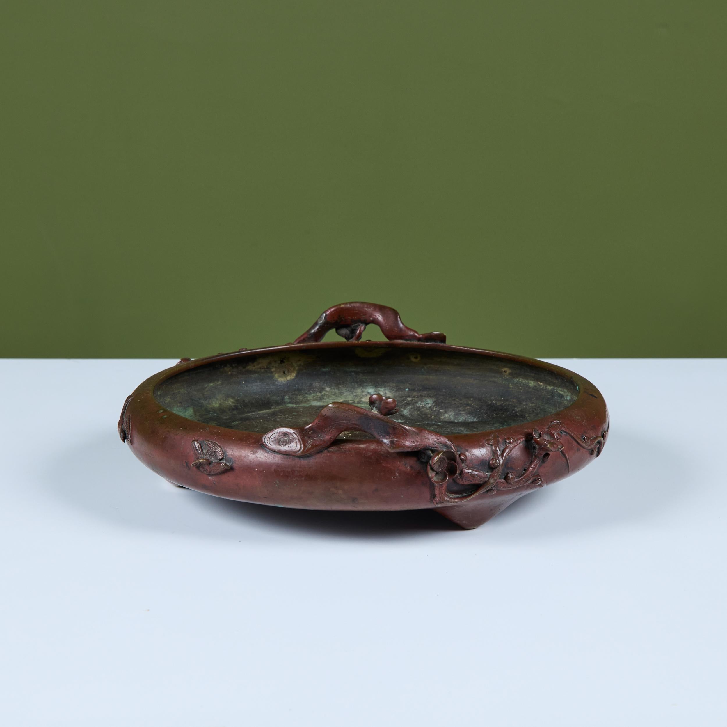 Japanese Bronze Suiban Ikebana Planter Bowl For Sale 3