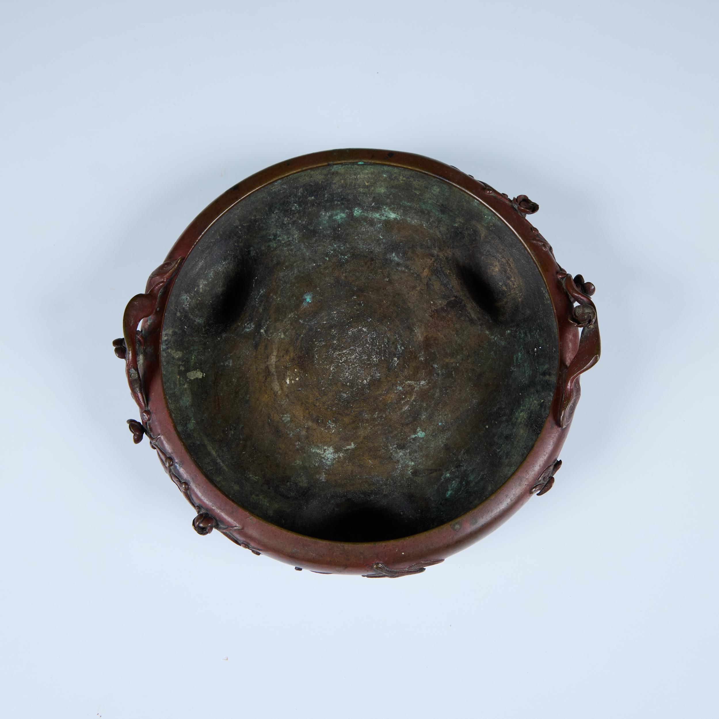 Japanese Bronze Suiban Ikebana Planter Bowl For Sale 4