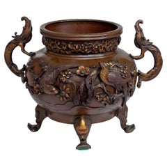 Koro giapponese a due maniglie in bronzo